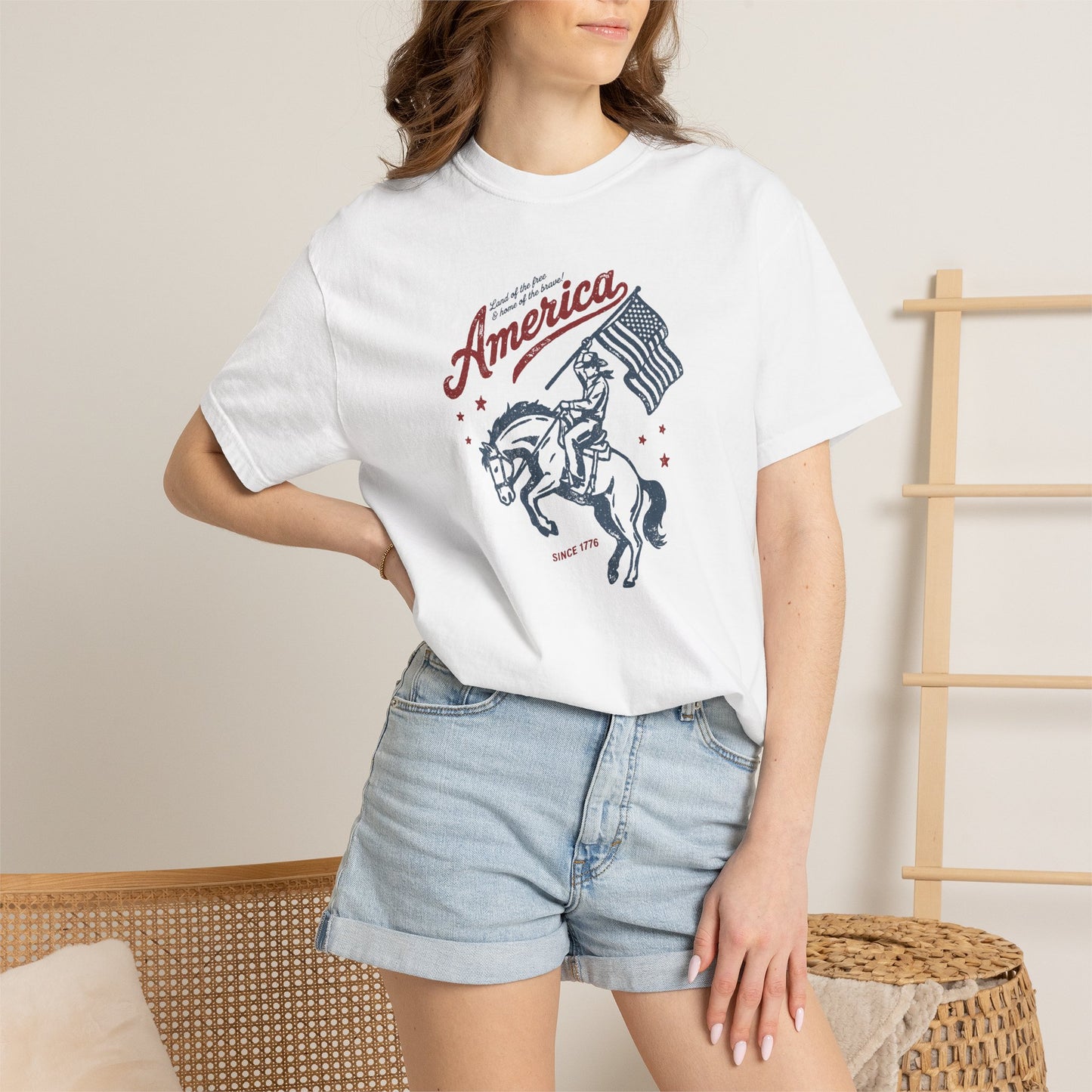 America Cowboy Flag T-Shirt – Retro Patriotic Rodeo Tee