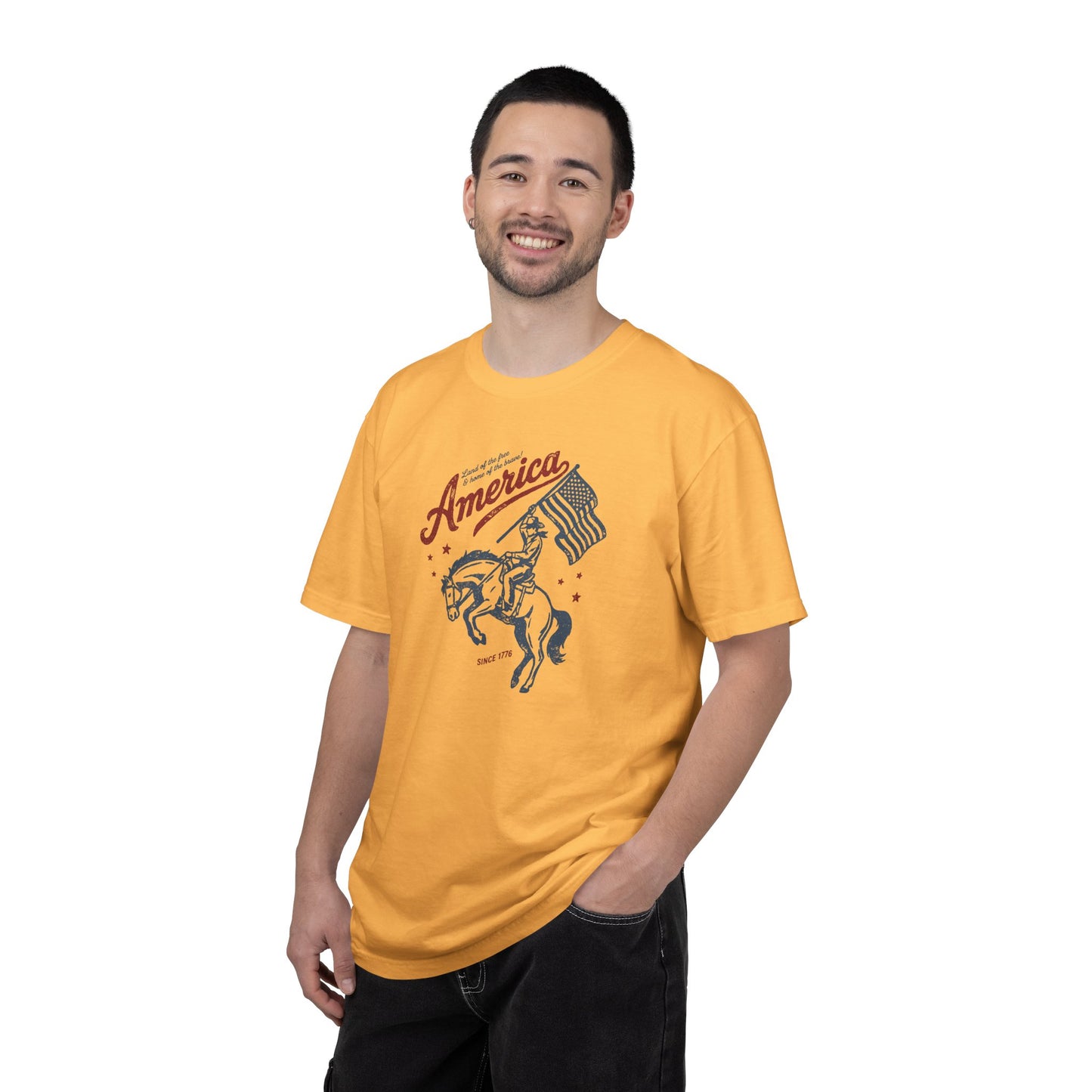 America Cowboy Flag T-Shirt – Retro Patriotic Rodeo Tee
