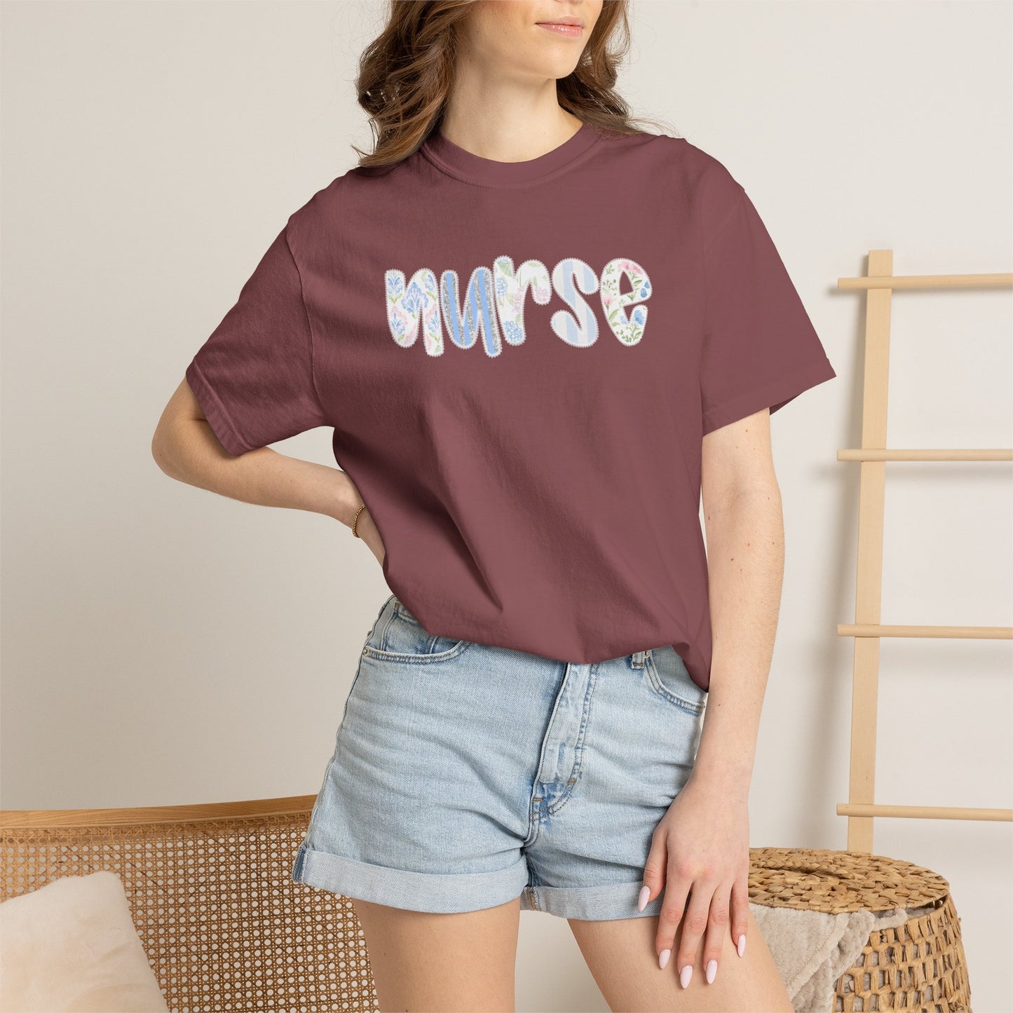 Nurse Floral Script T‑Shirt — Healthcare Appreciation
