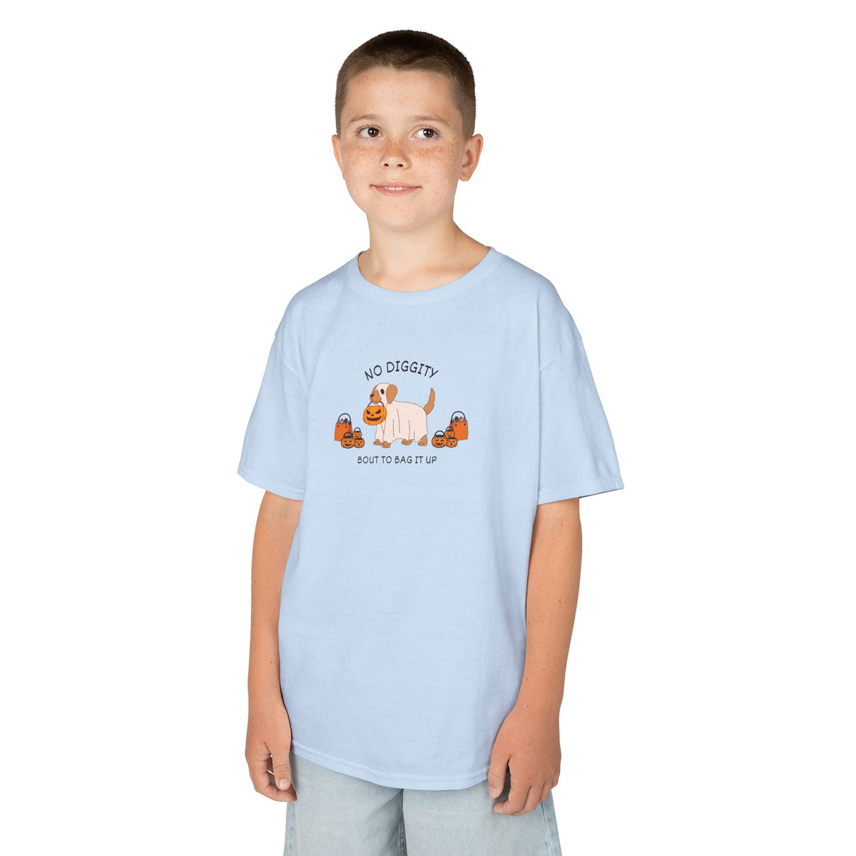 Kids T‑Shirt — "No Diggity" Puppy & Pumpkin Fall Tee