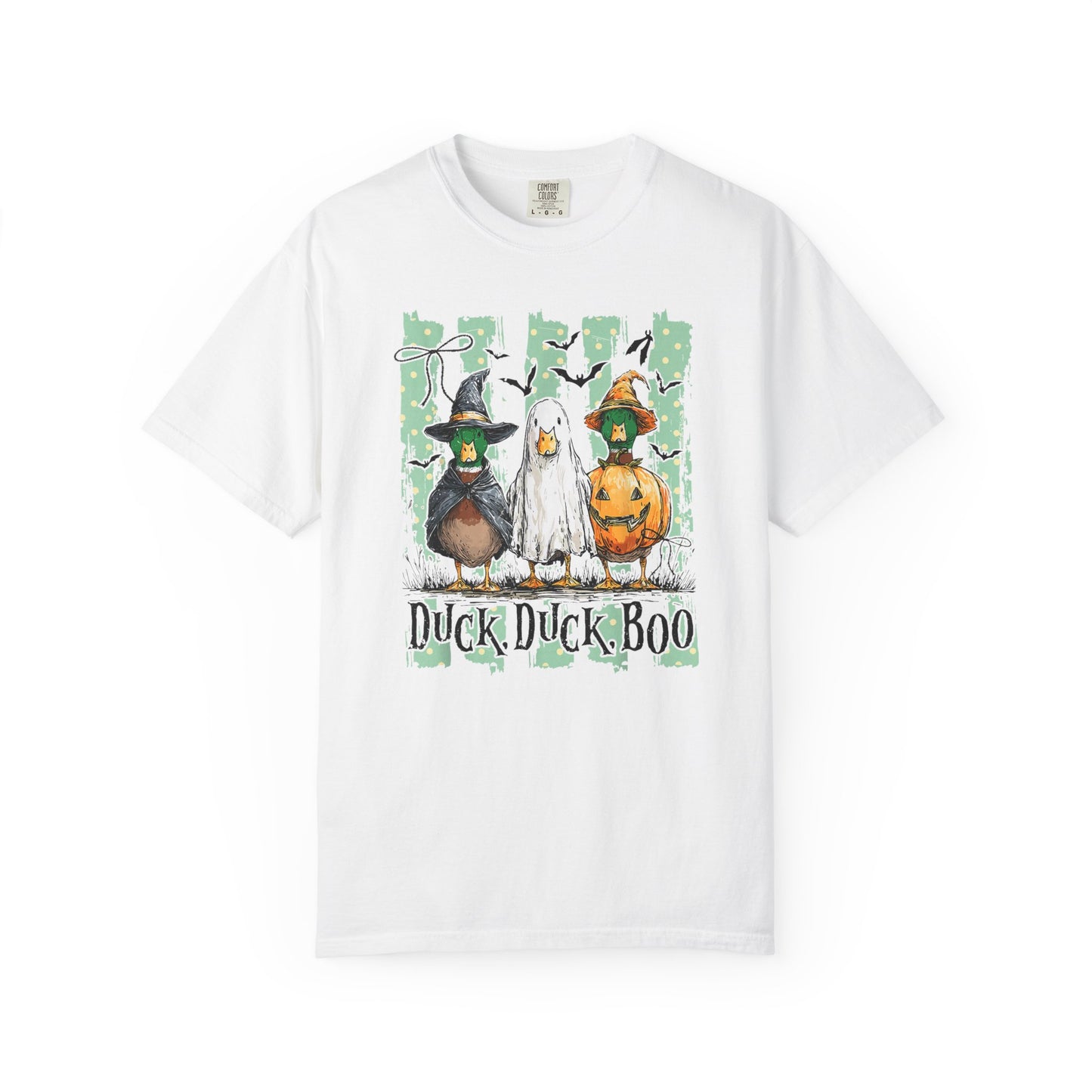 Duck Duck Boo Halloween T‑Shirt — Cute Witch & Pumpkin Ducks Graphic Tee