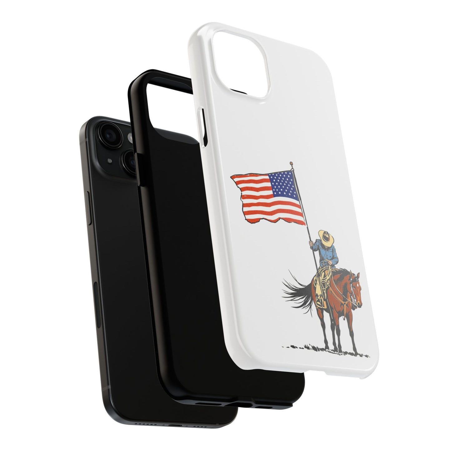 Rugged Western Phone Case — Cowboy Holding American Flag