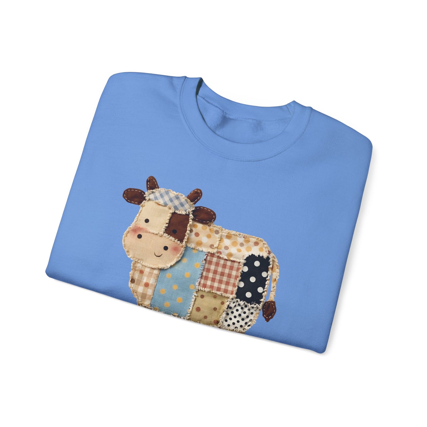 Patchwork Cow Print Sweatshirt — Cute Farm Animal Crewneck