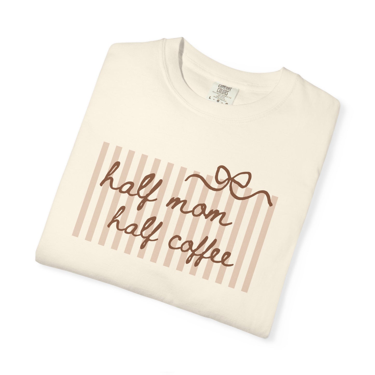 Half Mom Half Coffee T-Shirt — Cute Striped Coffee Mom Tee