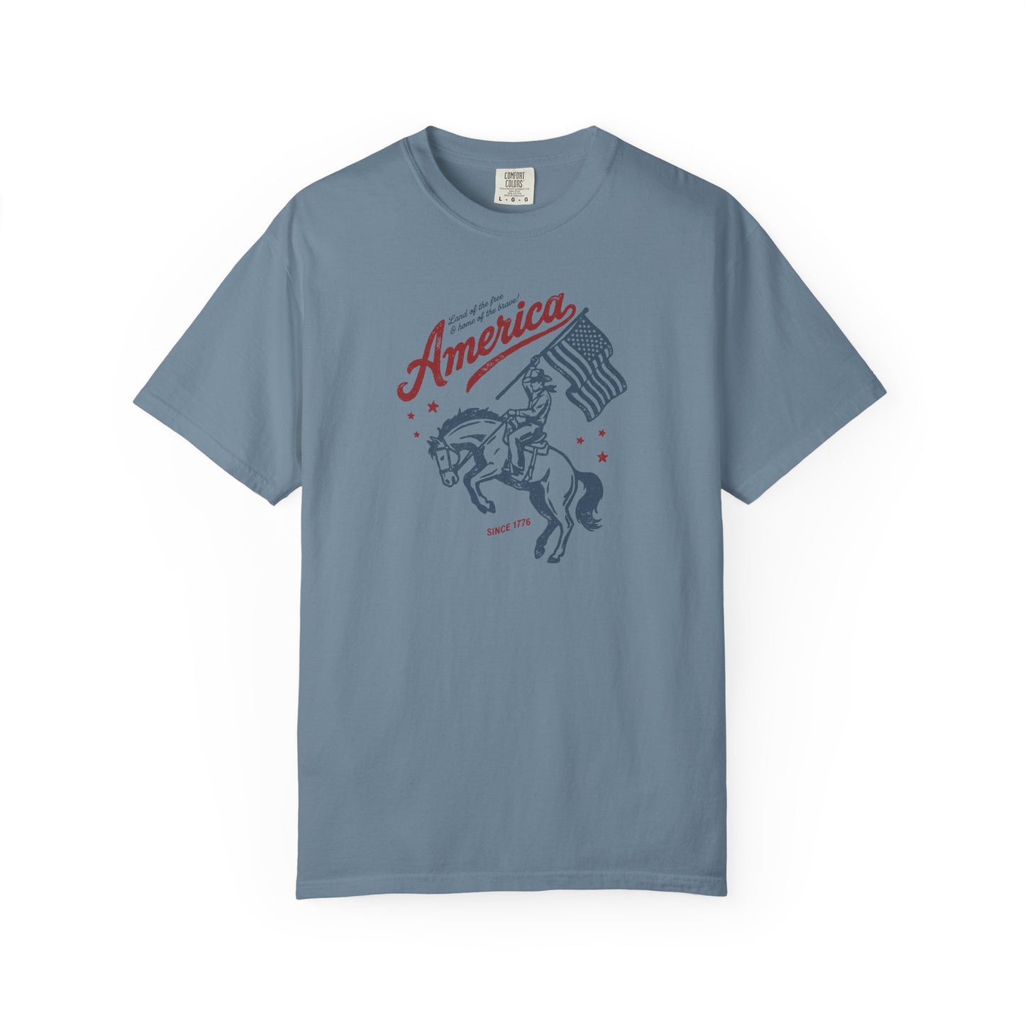America Cowboy Flag T-Shirt – Retro Patriotic Rodeo Tee