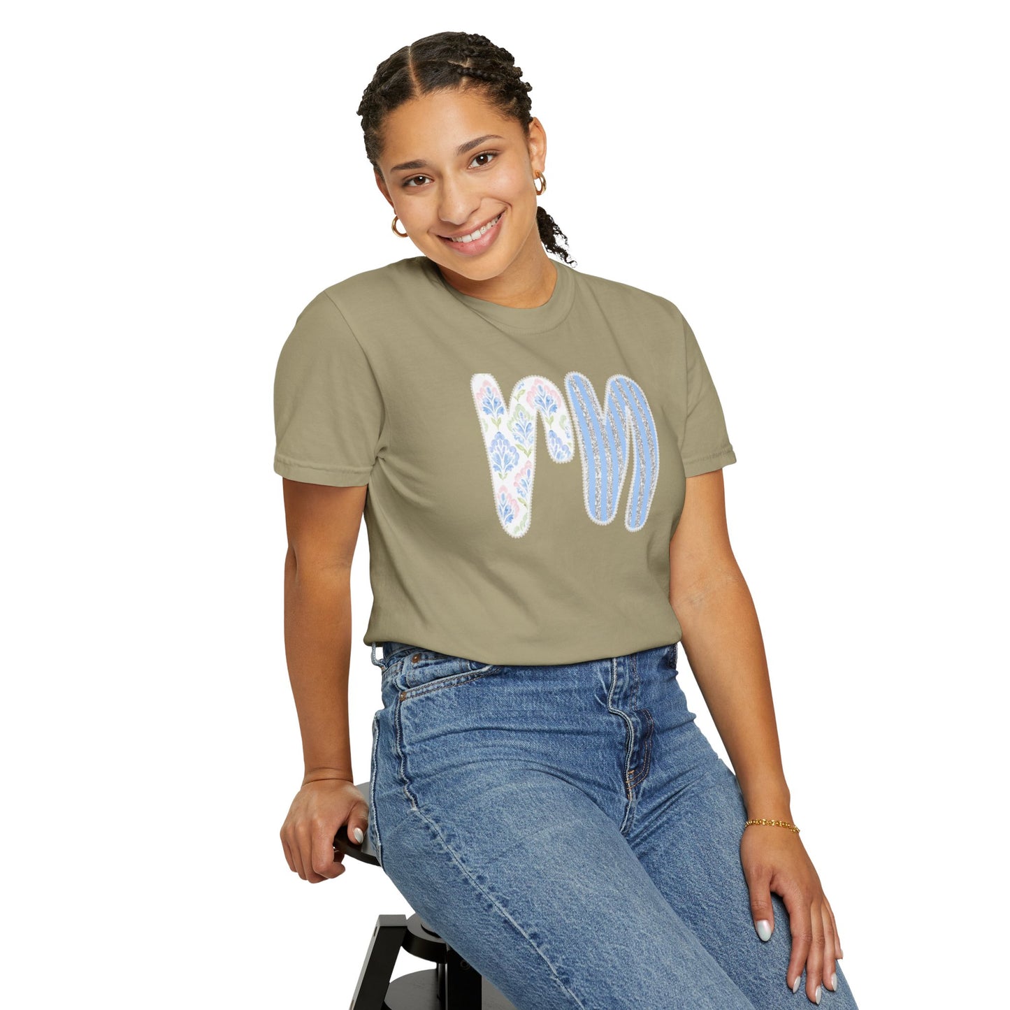 Retro 'RN' Floral Graphic T-Shirt — Garment-Dyed Casual Tee