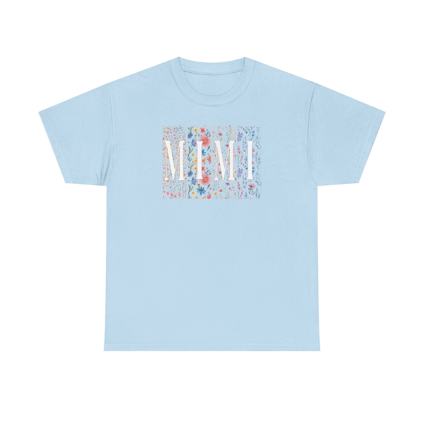 Floral Watercolor "Mimi" Striped Tee — Colorful Botanical Graphic T-Shirt