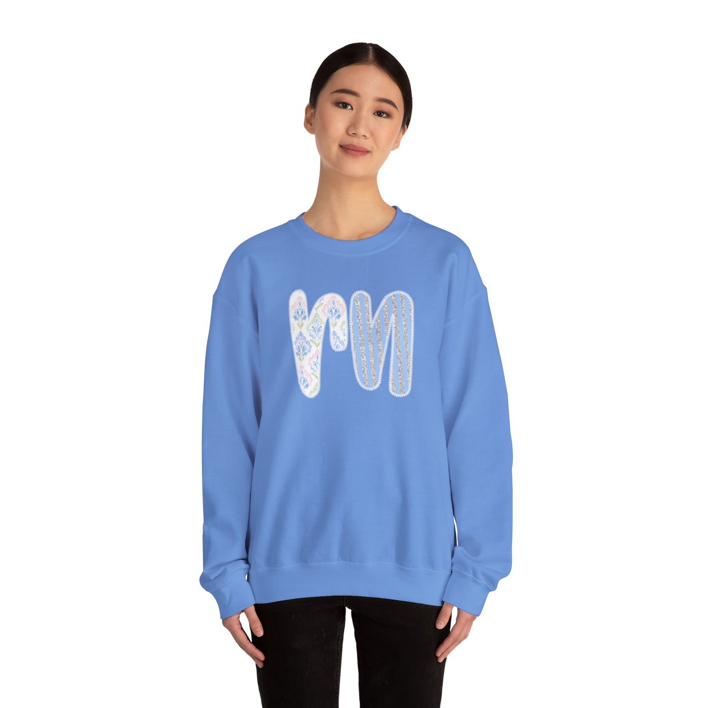 RN Floral Crewneck Sweatshirt – Blue Botanical Monogram