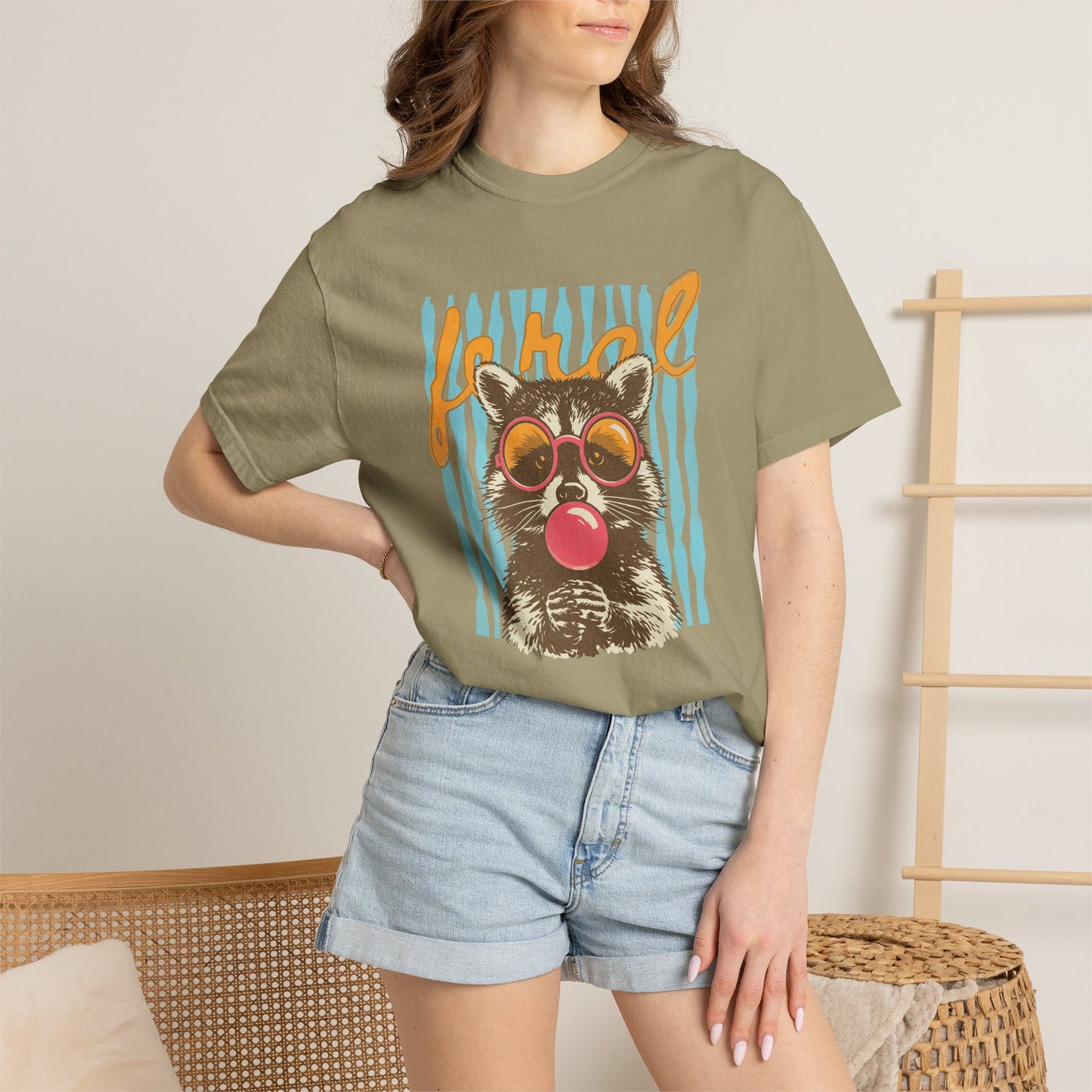 Raccoon Bubblegum Tee — Vintage Sunglasses Graphic T-Shirt