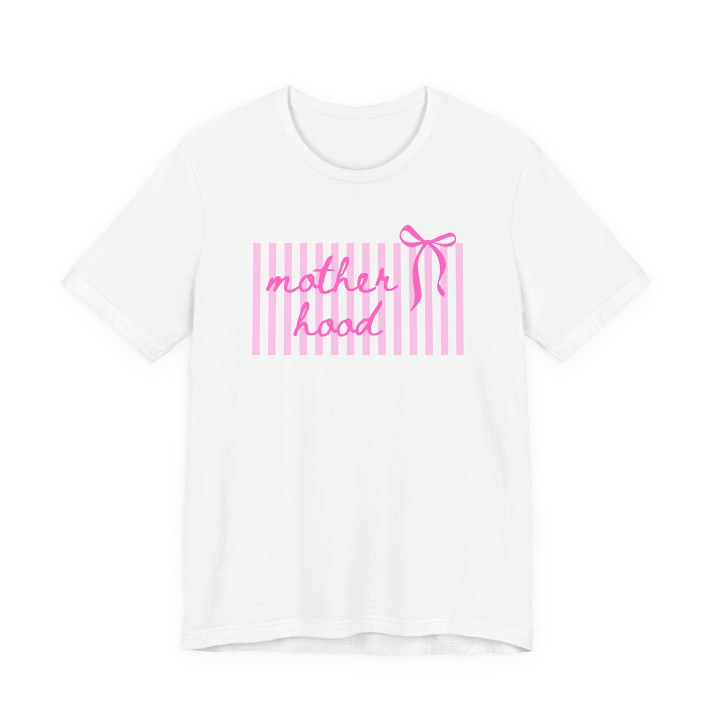 Motherhood Tee - Pink Stripes & Bow Mom Shirt