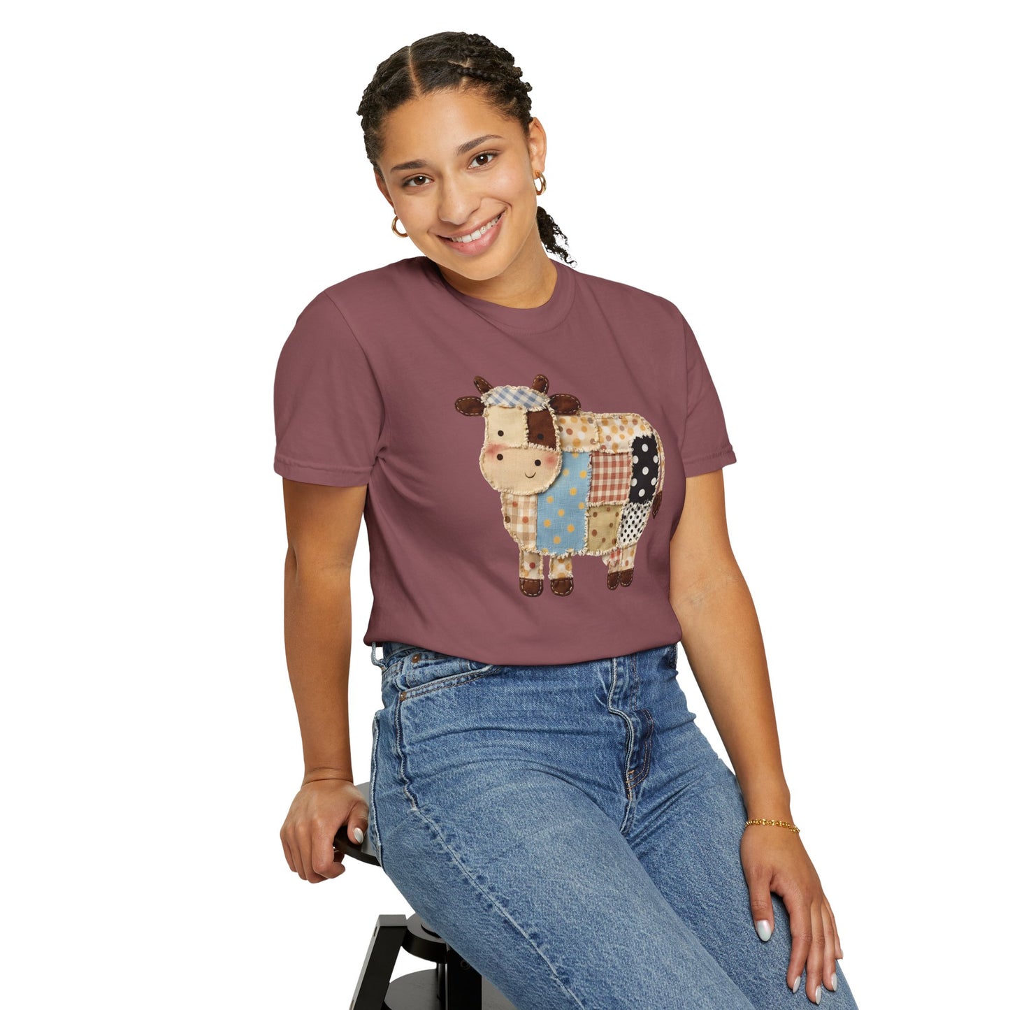 Patchwork Cow Print T-Shirt — Cute Farm Animal Graphic Tee