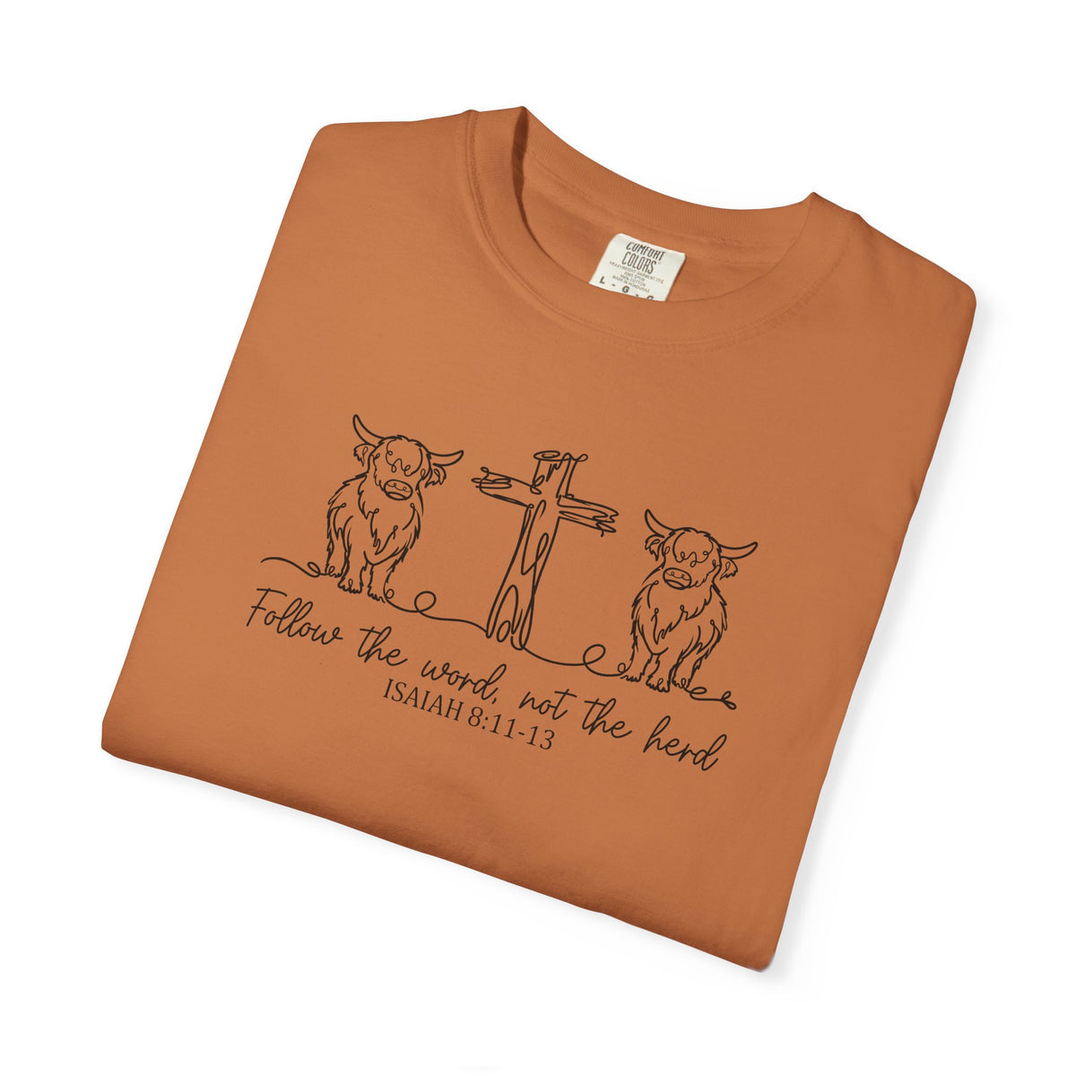 Christian Cross & Cow T-Shirt — "Follow the Word, Not the Herd" Graphic Tee