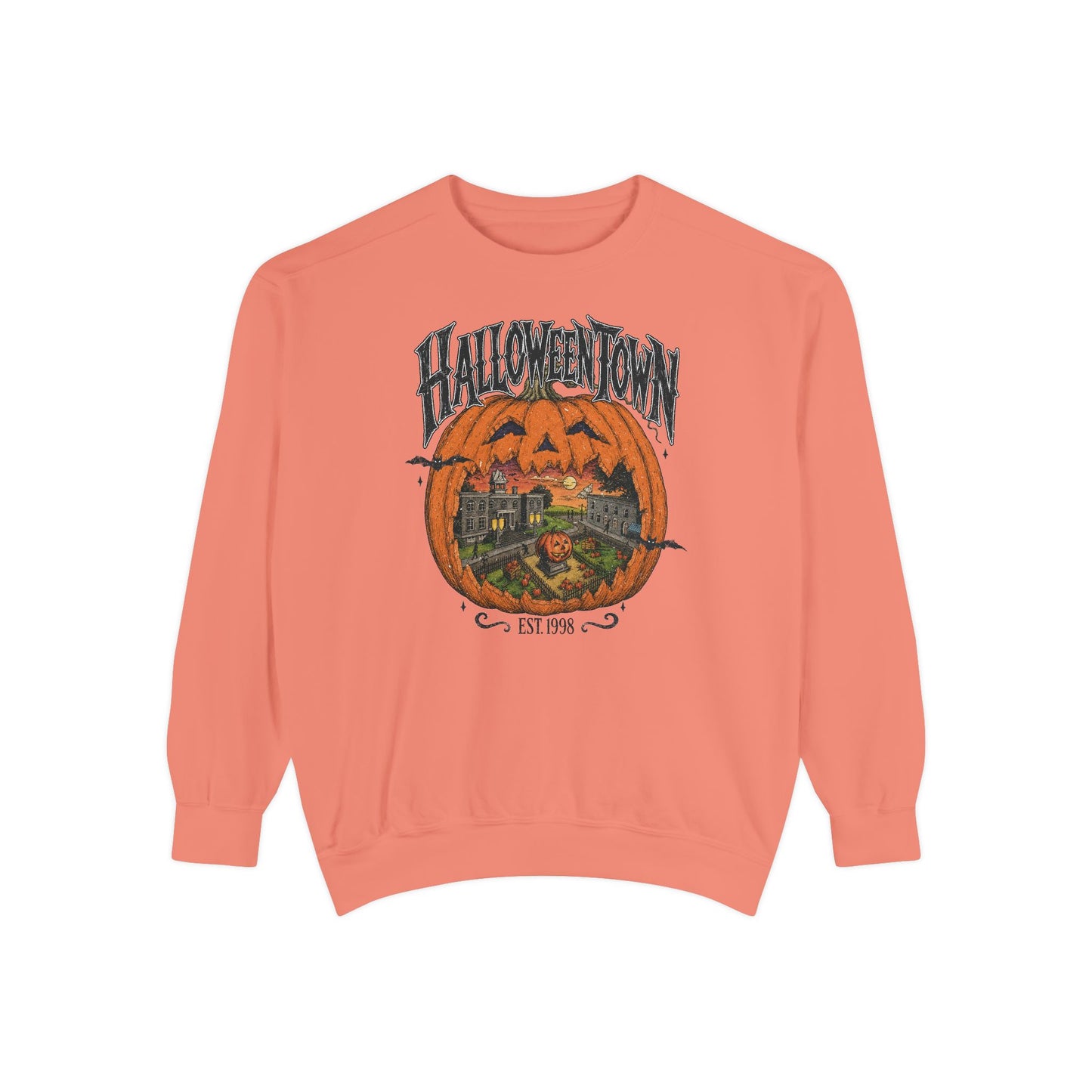 Halloweentown Pumpkin Crewneck Sweatshirt — Vintage Spooky Town Graphic