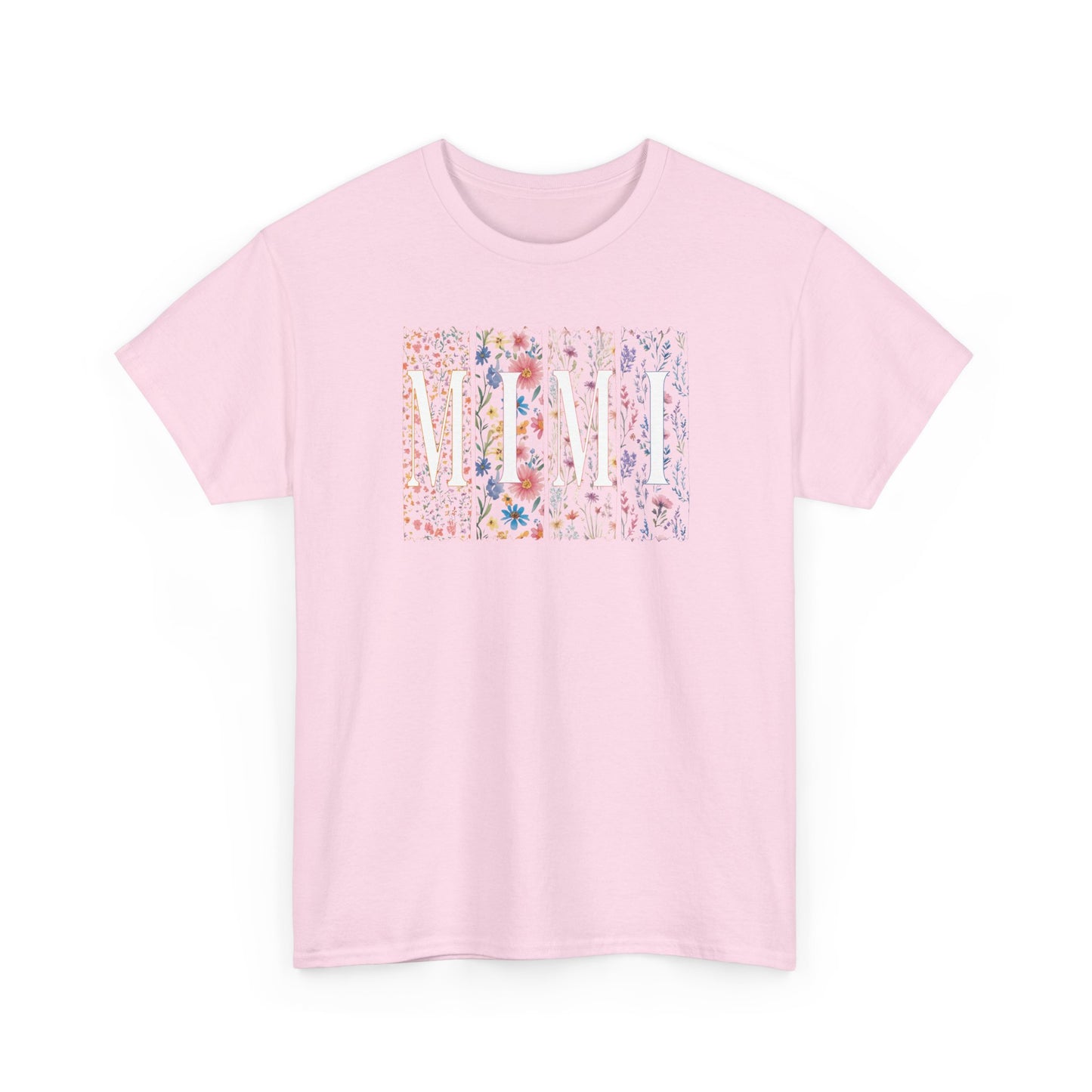 Floral Watercolor "Mimi" Striped Tee — Colorful Botanical Graphic T-Shirt