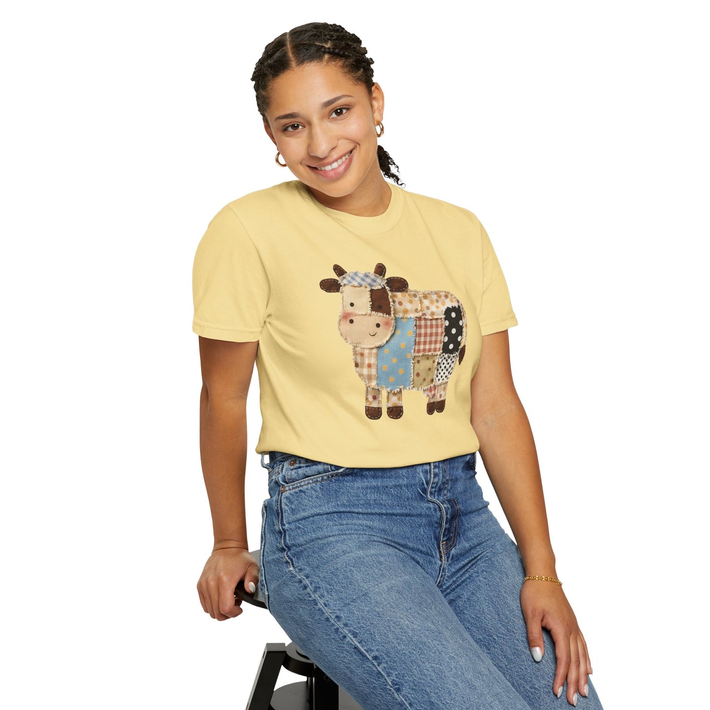 Patchwork Cow Print T-Shirt — Cute Farm Animal Graphic Tee