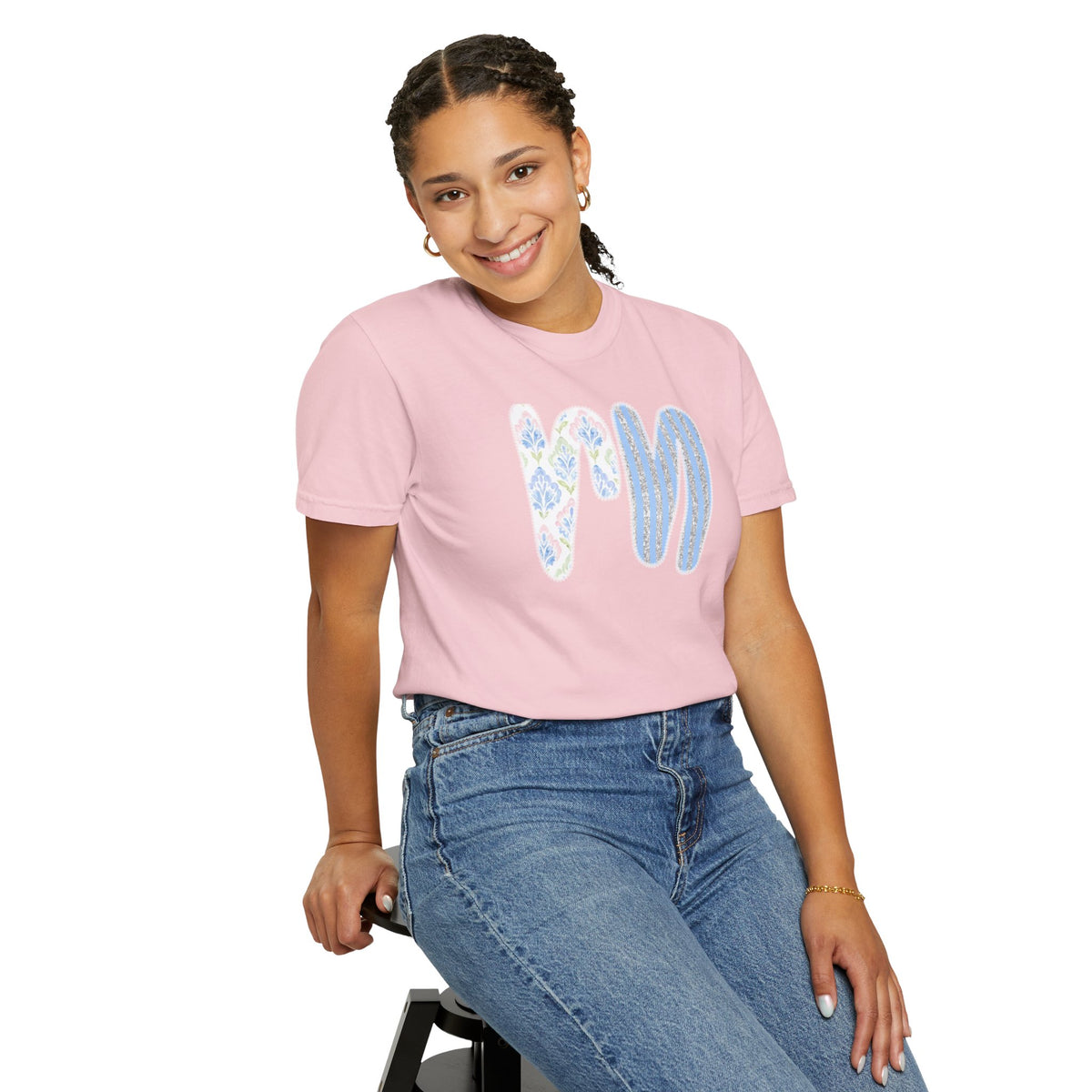 Retro 'RN' Floral Graphic T-Shirt — Garment-Dyed Casual Tee