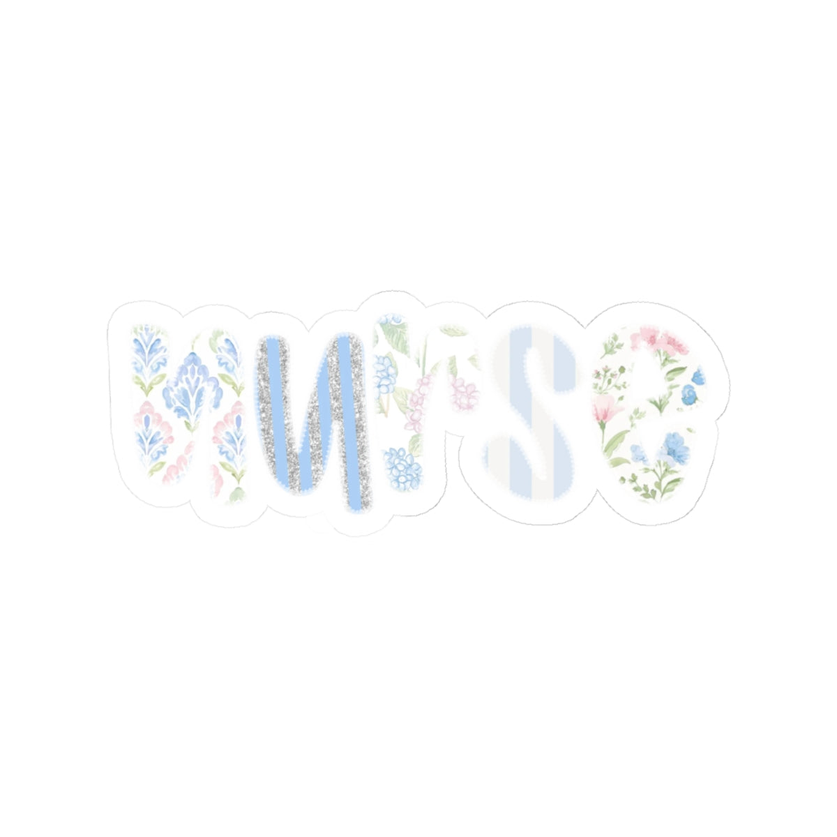 Nurse Floral Kiss-Cut Sticker — Pastel Watercolor Medical Decal for Laptops & Scrubs