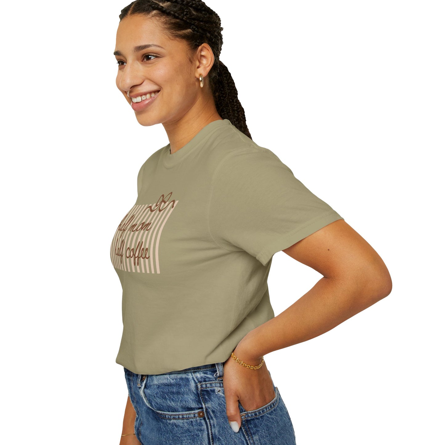 Half Mom Half Coffee T-Shirt — Cute Striped Coffee Mom Tee