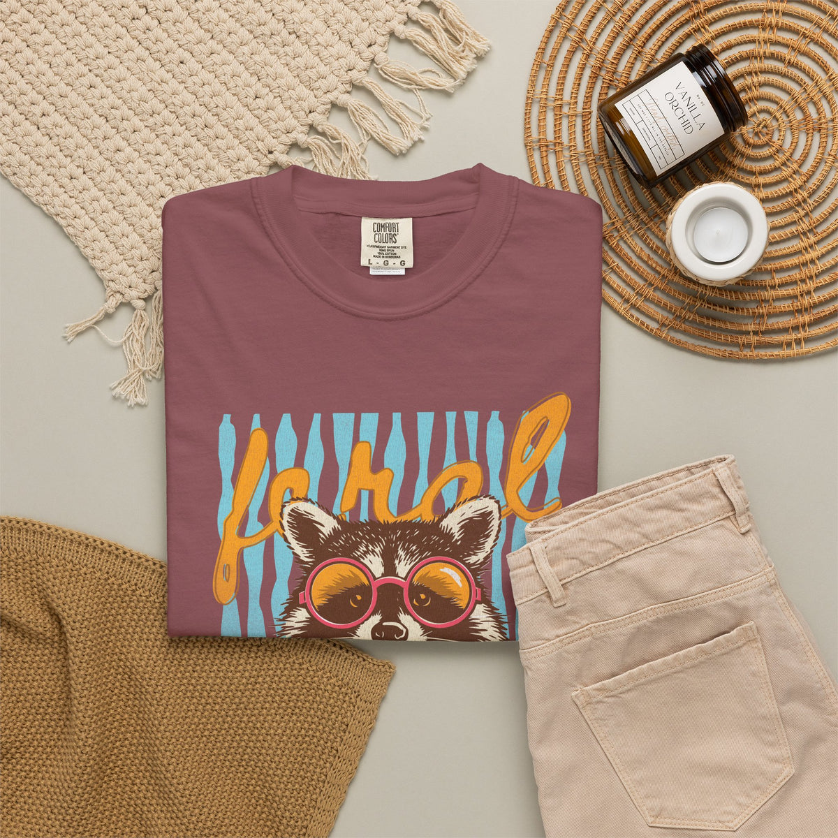 Raccoon Bubblegum Tee — Vintage Sunglasses Graphic T-Shirt