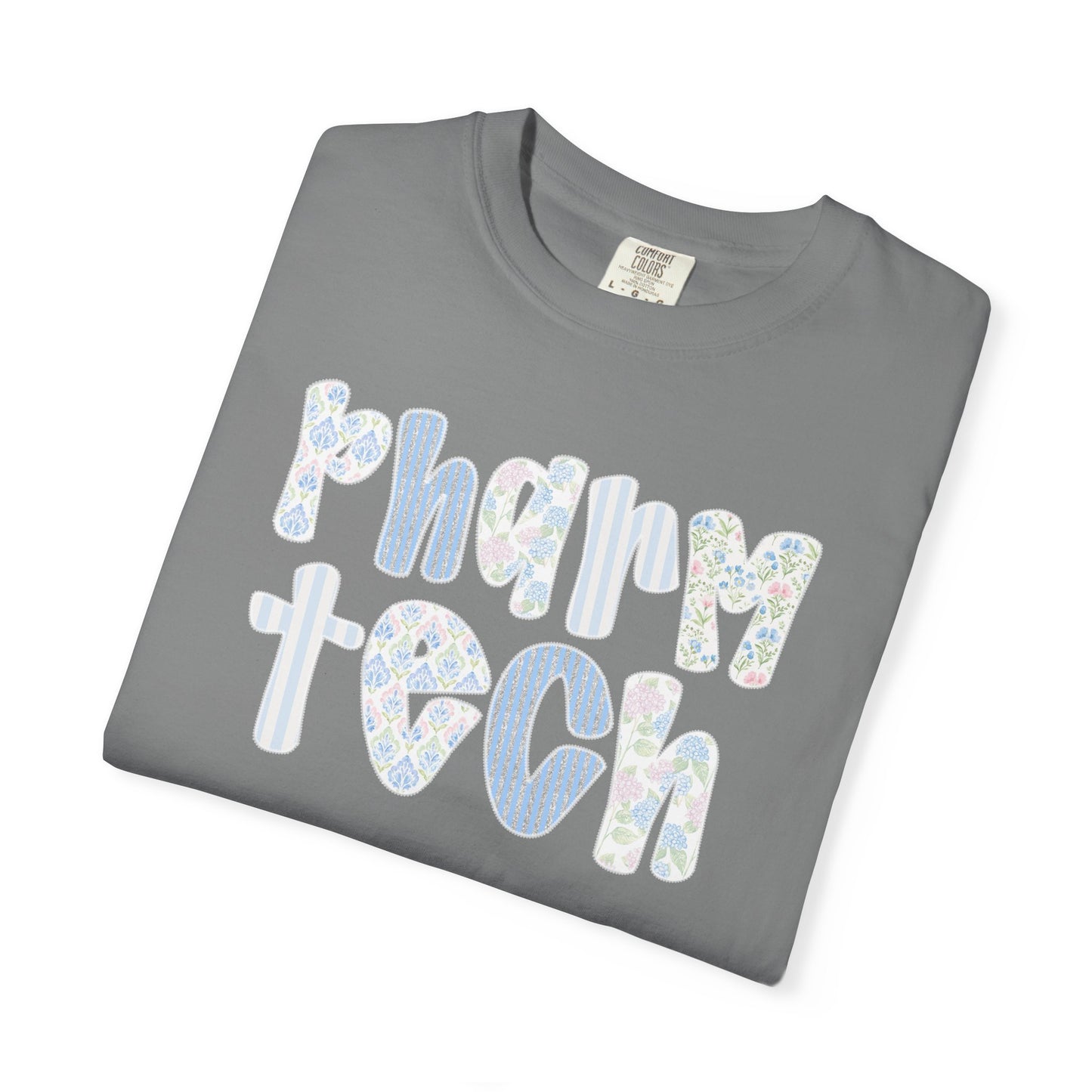 Pharm Tech T-Shirt — Floral Pastel Typography Tee