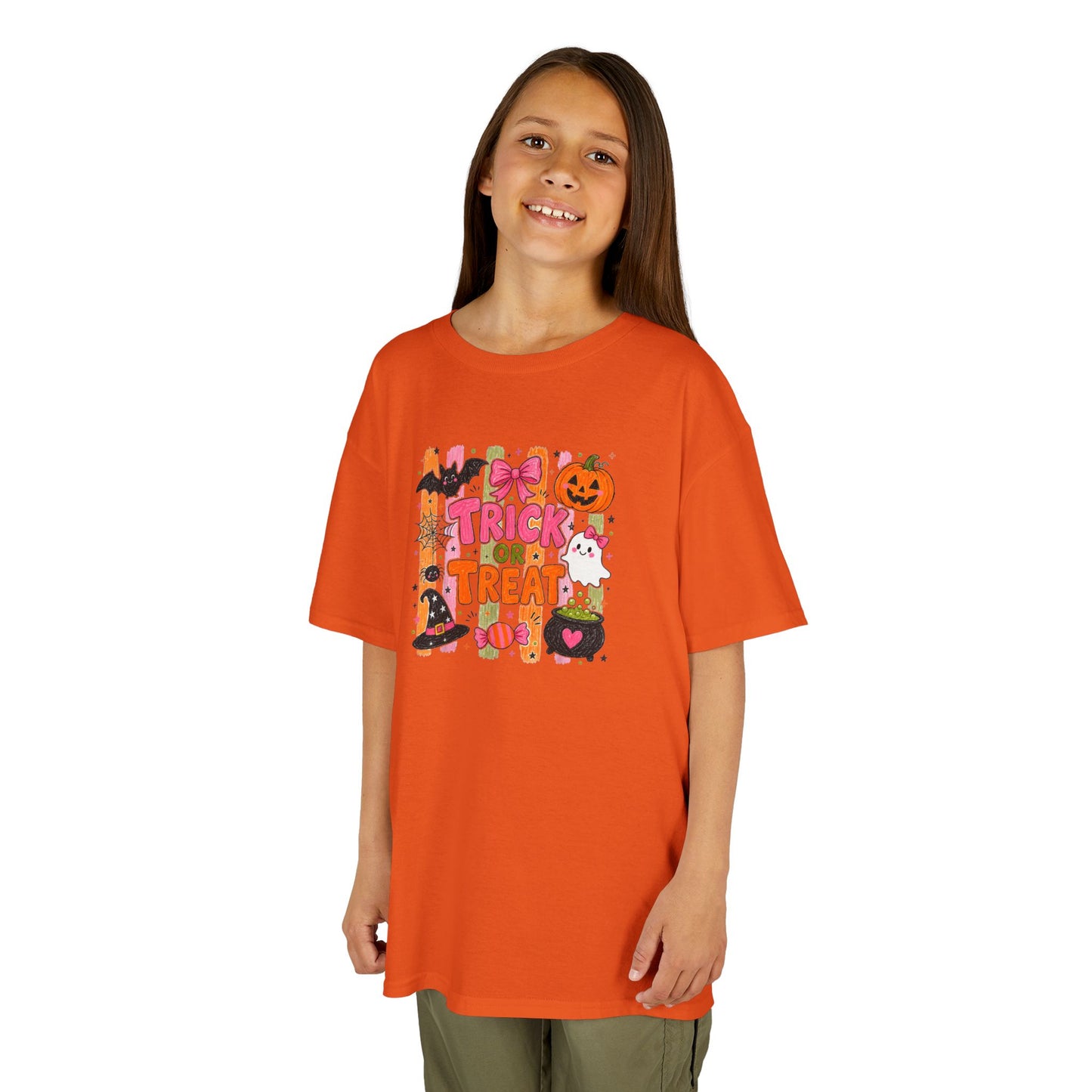 Kids Halloween Trick or Treat T-Shirt — Cute Pumpkin & Candy Graphic