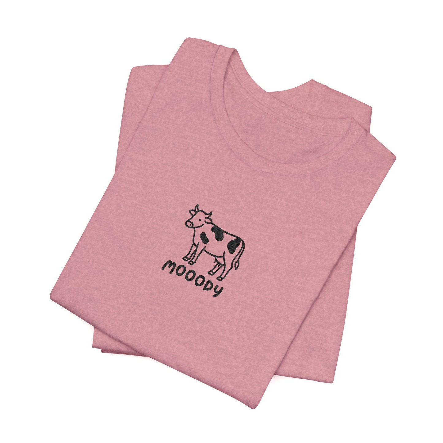 Cowpens Cow Tee – 'Mooody' Minimalist Embroidered Graphic T-Shirt