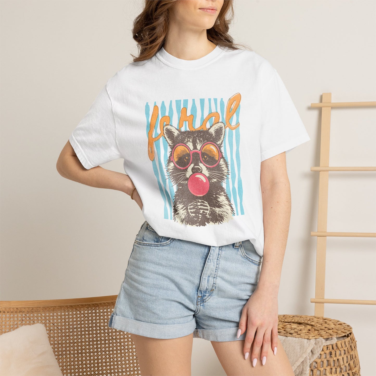 Raccoon Bubblegum Tee — Vintage Sunglasses Graphic T-Shirt
