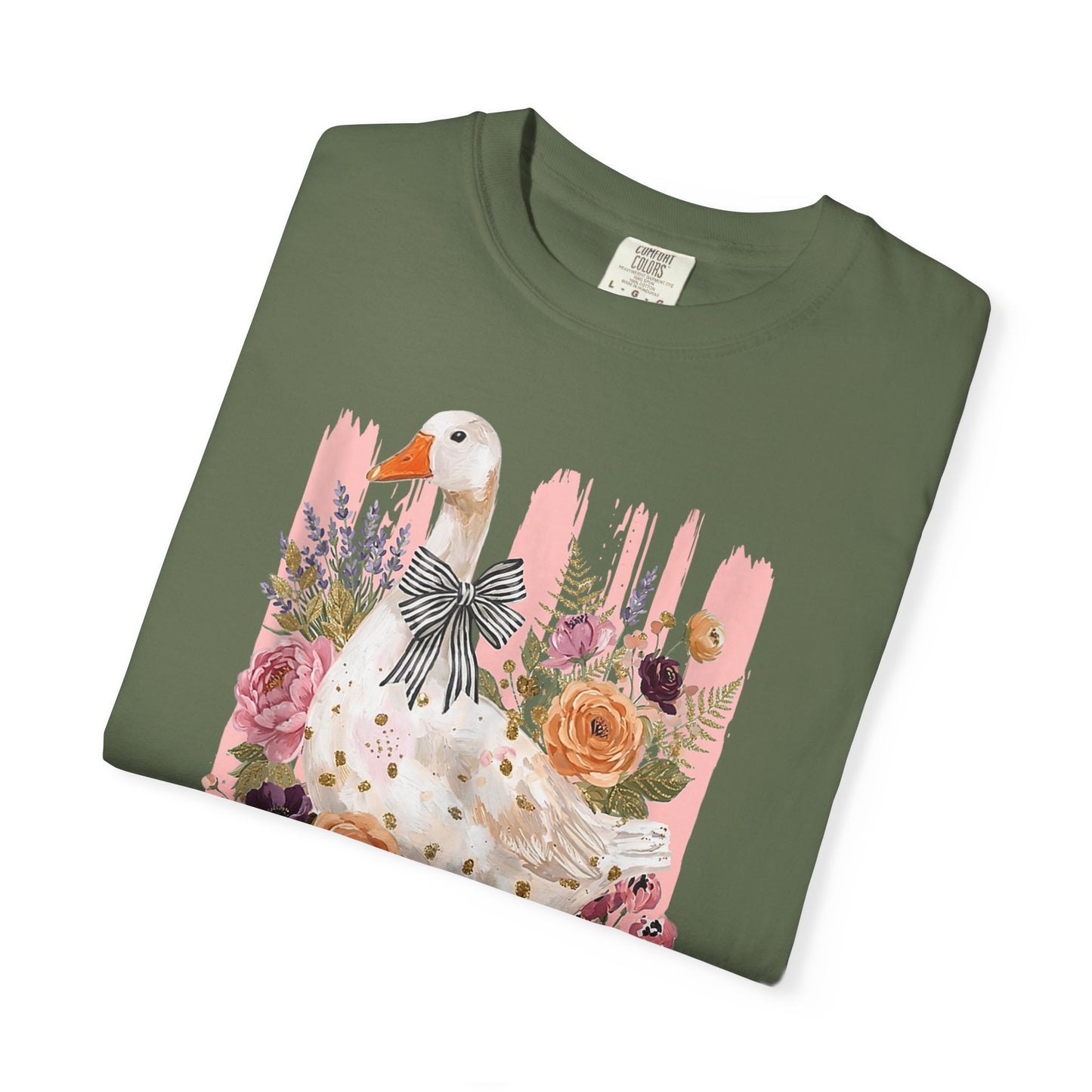 Autumn Farmyard Goose T-Shirt — Pumpkin & Floral Fall Tee