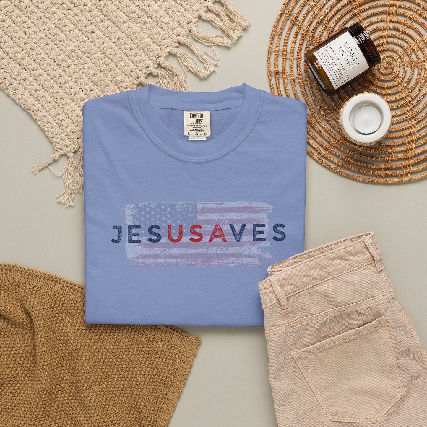 Jesus Saves T‑Shirt — Patriotic Faith Graphic Tee