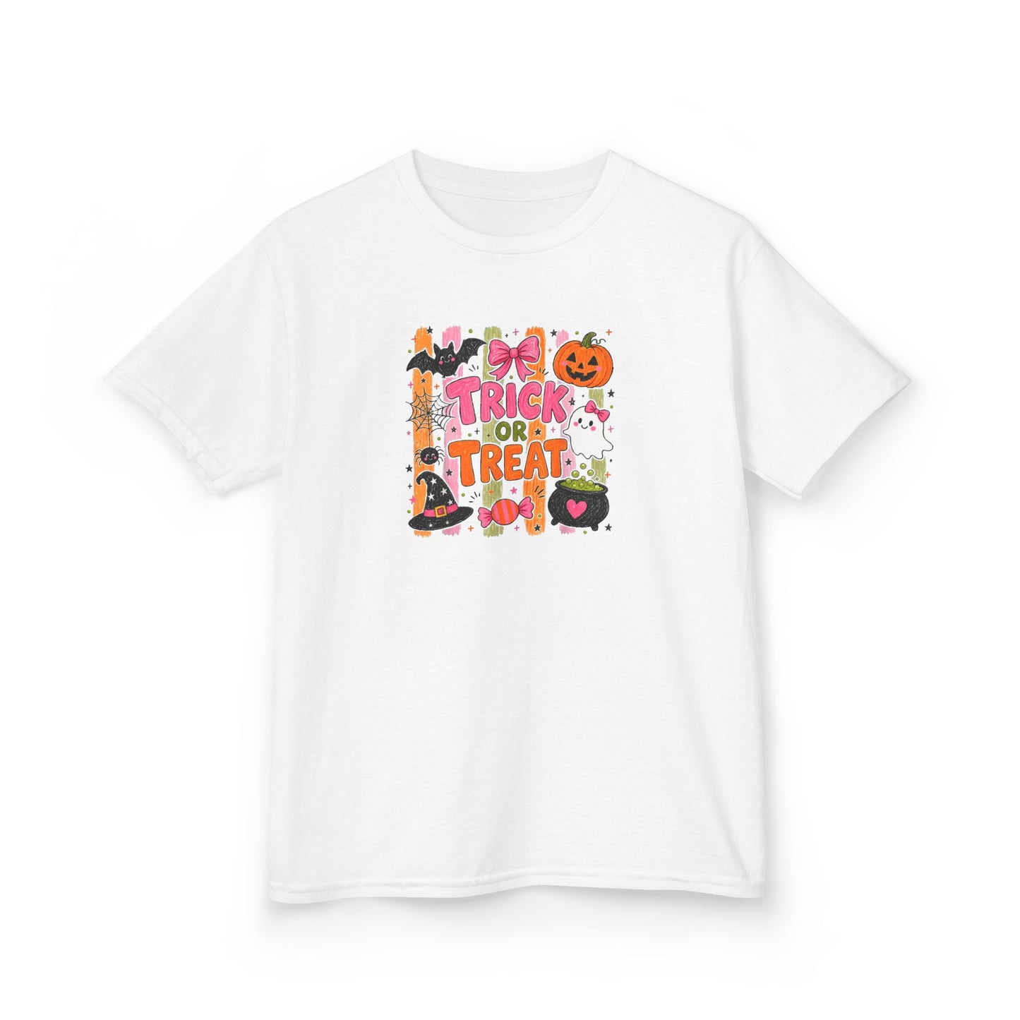 Kids Halloween Trick or Treat T-Shirt — Cute Pumpkin & Candy Graphic