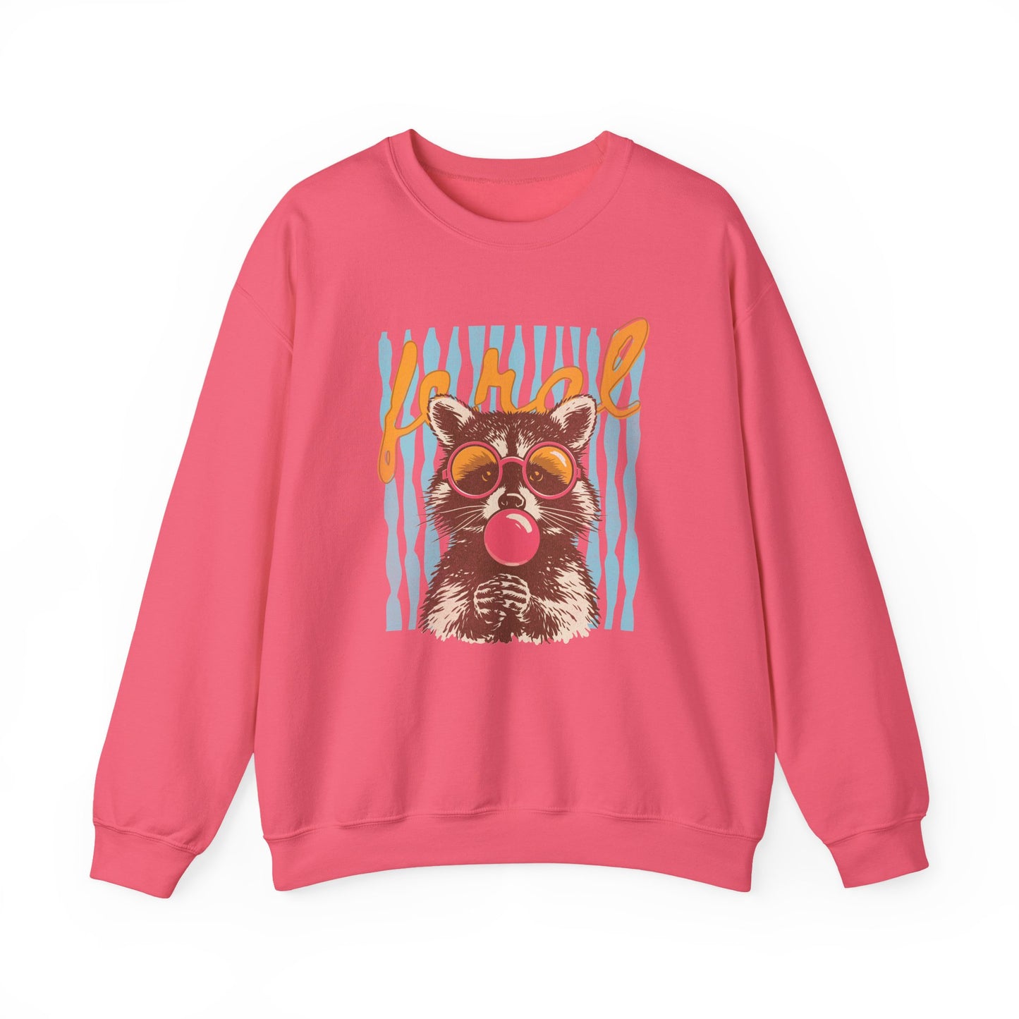 Crewneck Sweatshirt — Retro Raccoon Bubblegum Design