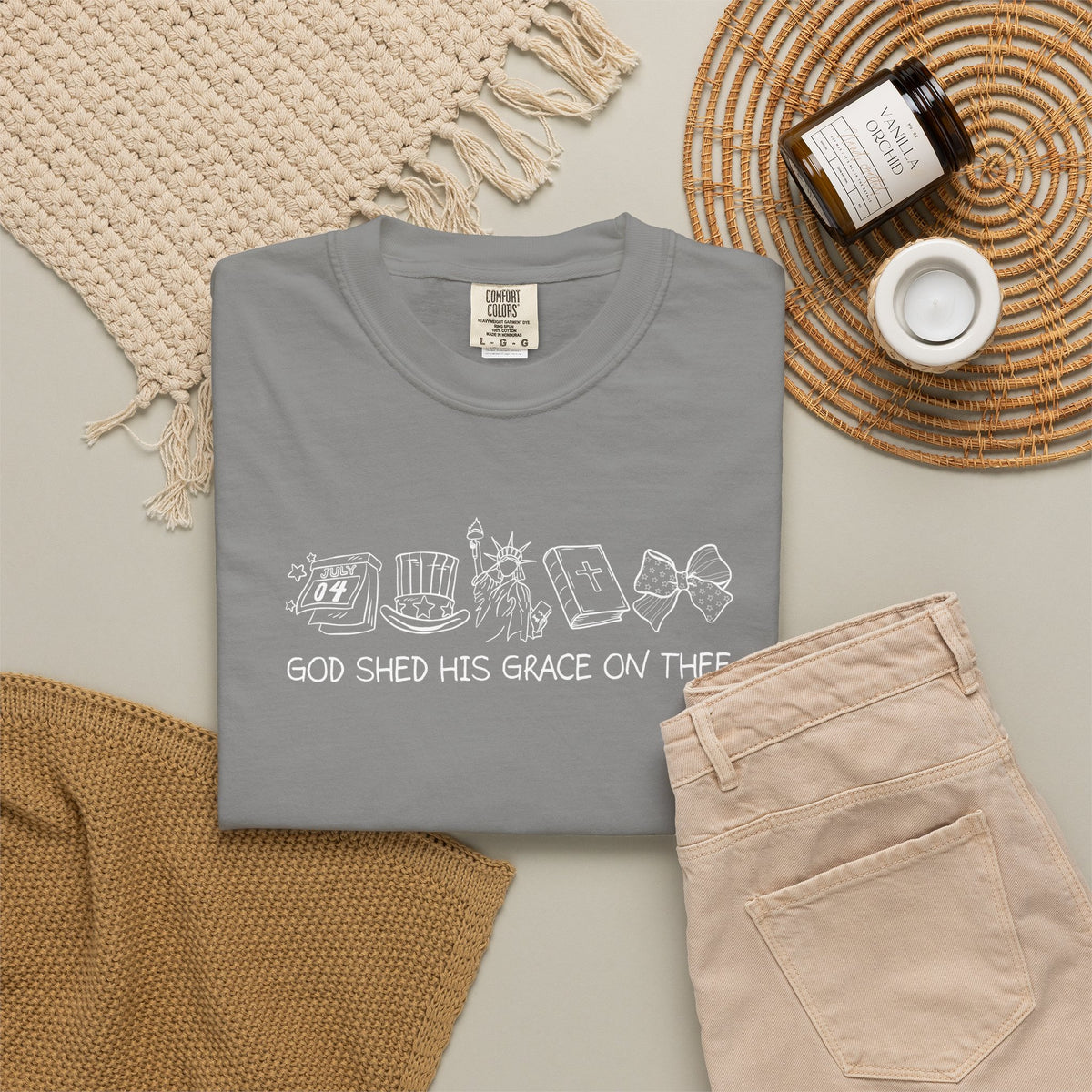 Graphic T-Shirt — 'God Shed His Grace On Thee' Minimal Line Art