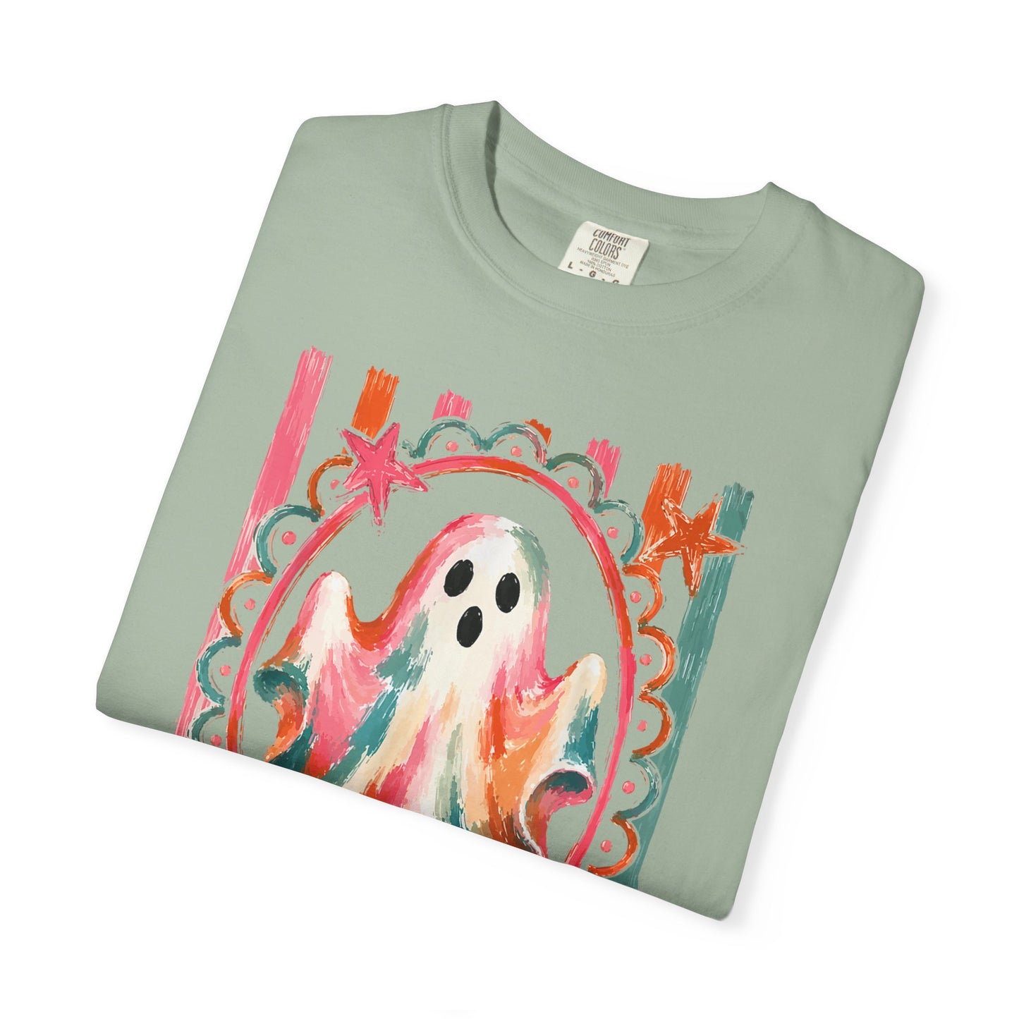 Watercolor Ghost Tee — Colorful Halloween Graphic T-Shirt