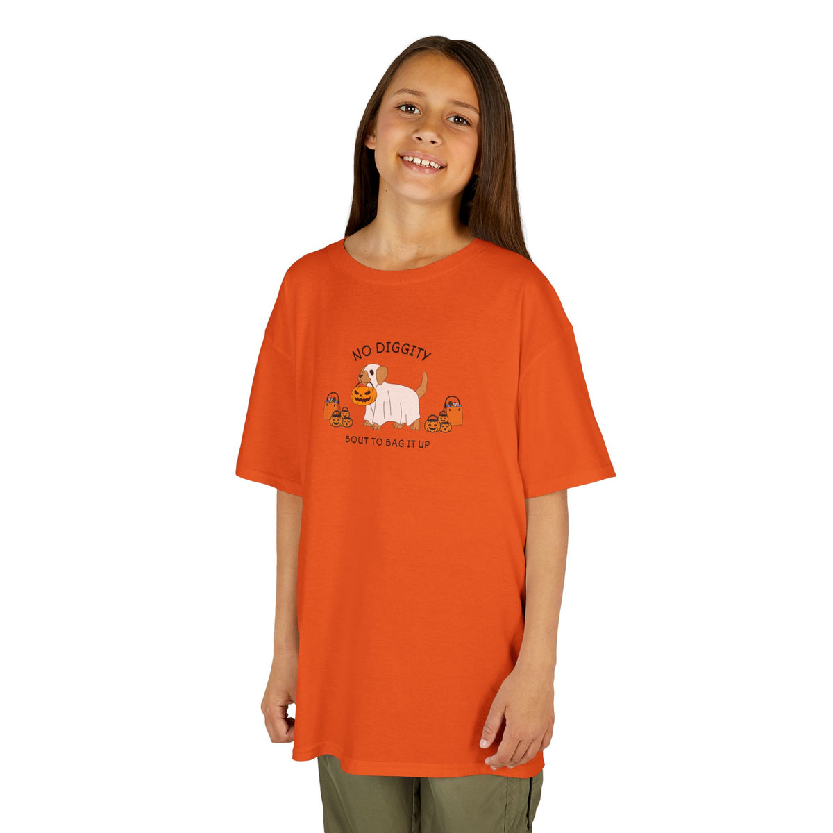 Kids T‑Shirt — "No Diggity" Puppy & Pumpkin Fall Tee