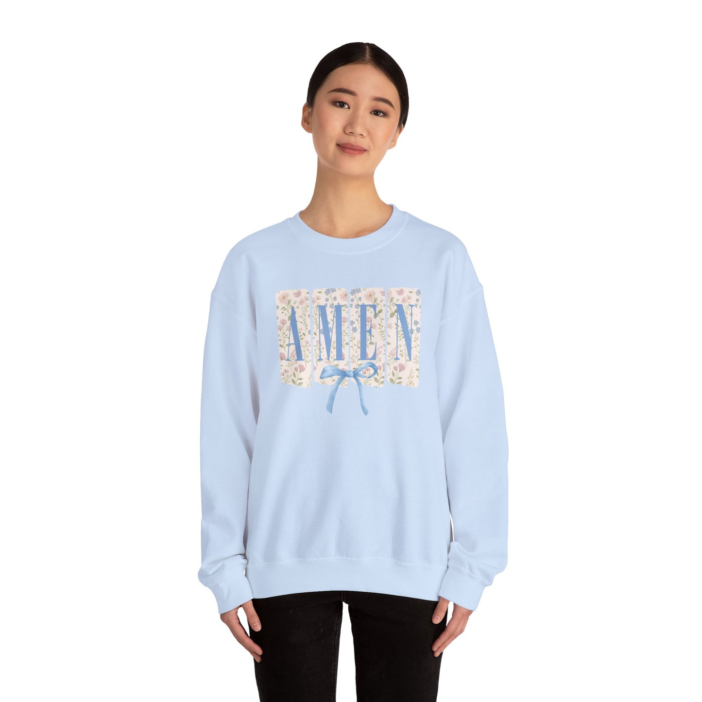 ‘AMEN' Floral Block Letter  crewneck Sweatshirt
