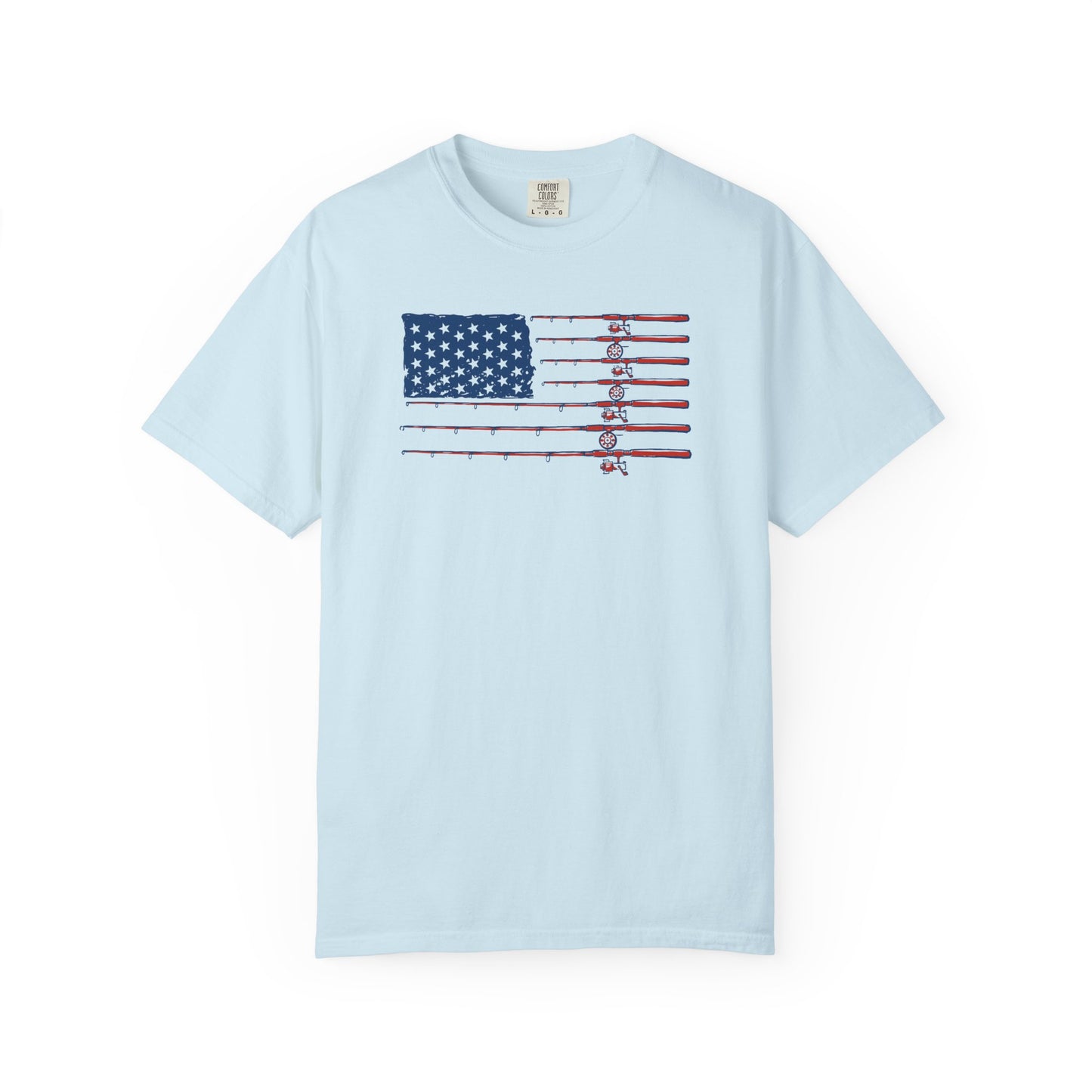 American Fishing Flag T-Shirt — Patriotic Bass Rods Graphic Tee
