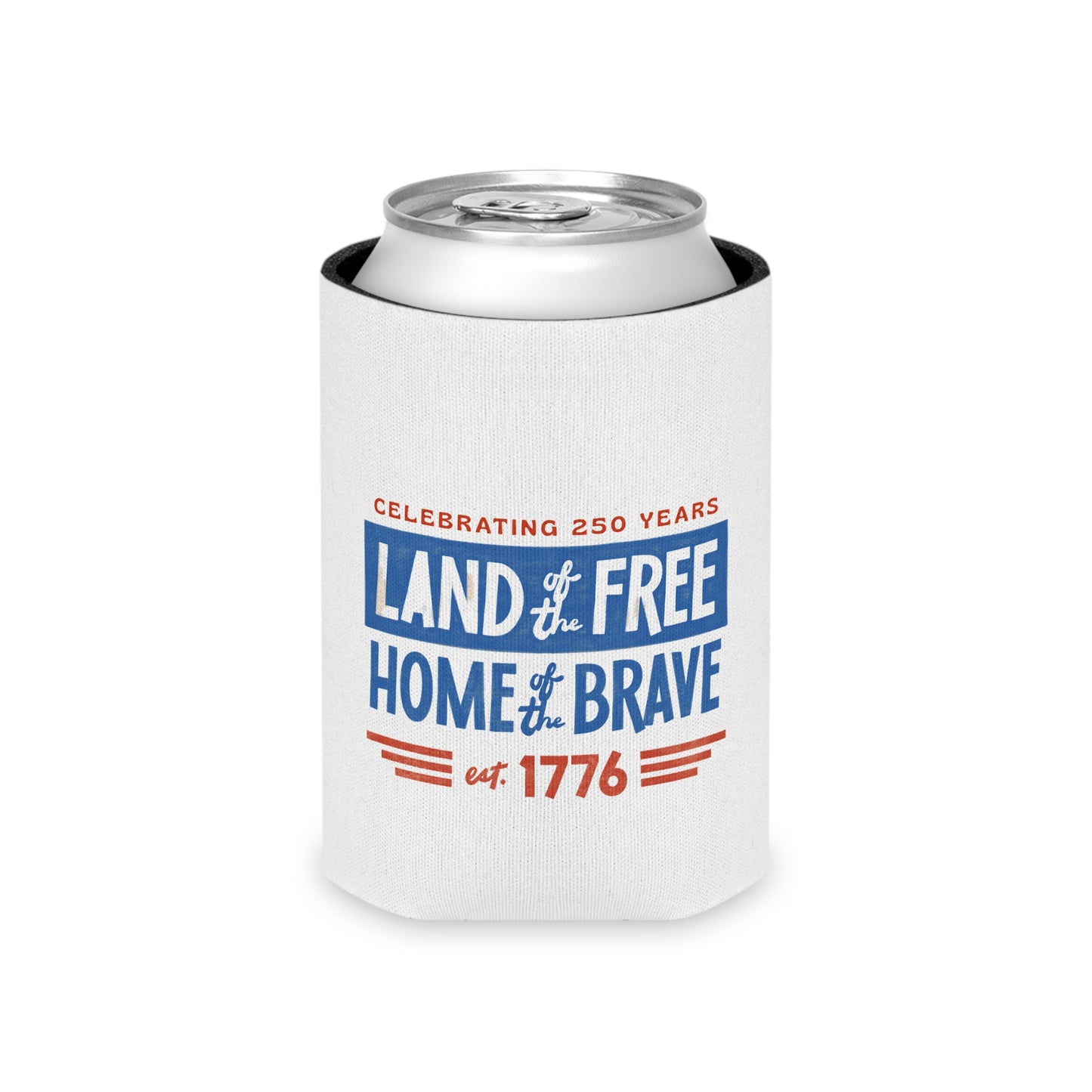 Patriotic Can Cooler – “Land of the Free, Home of the Brave” 1776 4th of July Koozie