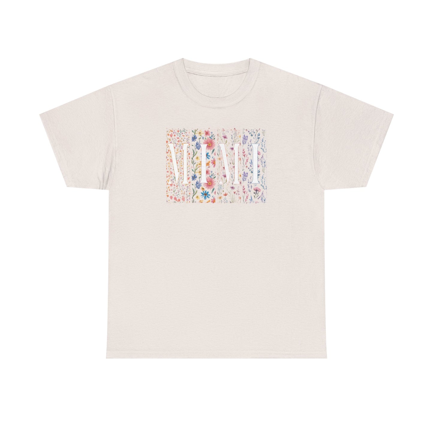 Floral Watercolor "Mimi" Striped Tee — Colorful Botanical Graphic T-Shirt