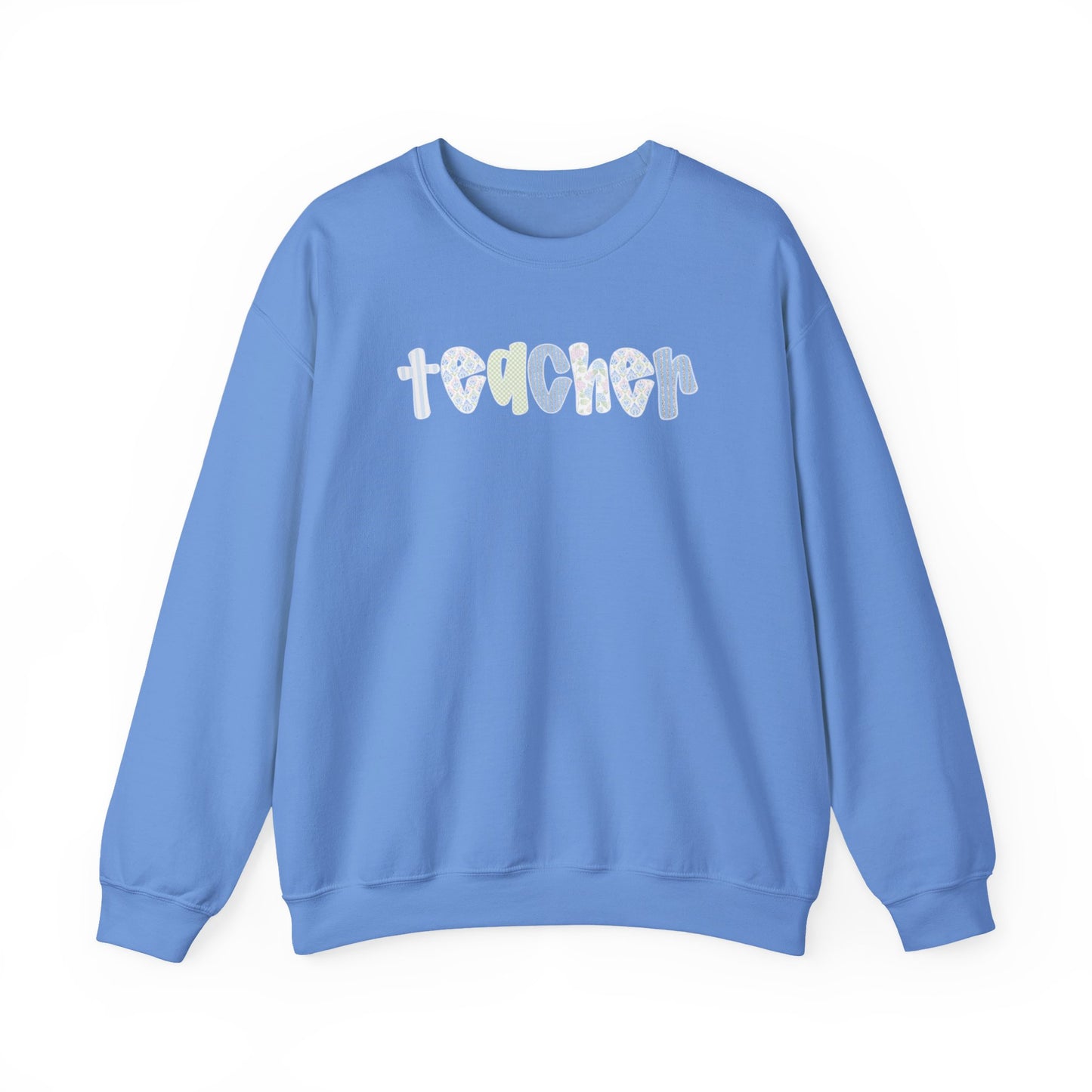 Teacher Floral Crewneck Sweatshirt — Pastel Heart & Flower Teacher Gift
