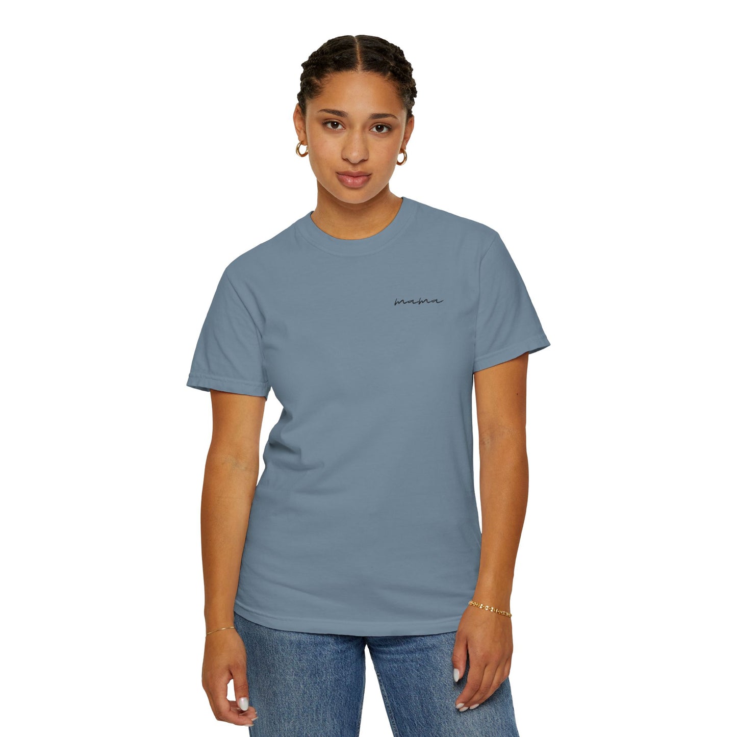 Mama Script Tee — Minimalist Embroidered "Mama" T-Shirt