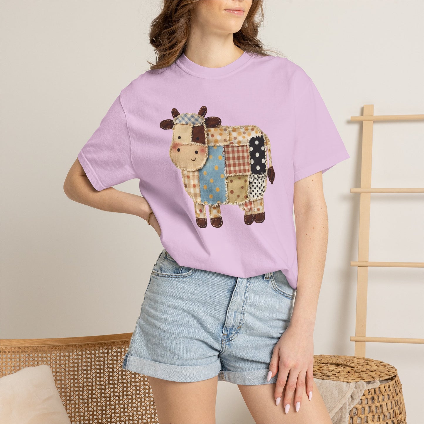 Patchwork Cow Print T-Shirt — Cute Farm Animal Graphic Tee