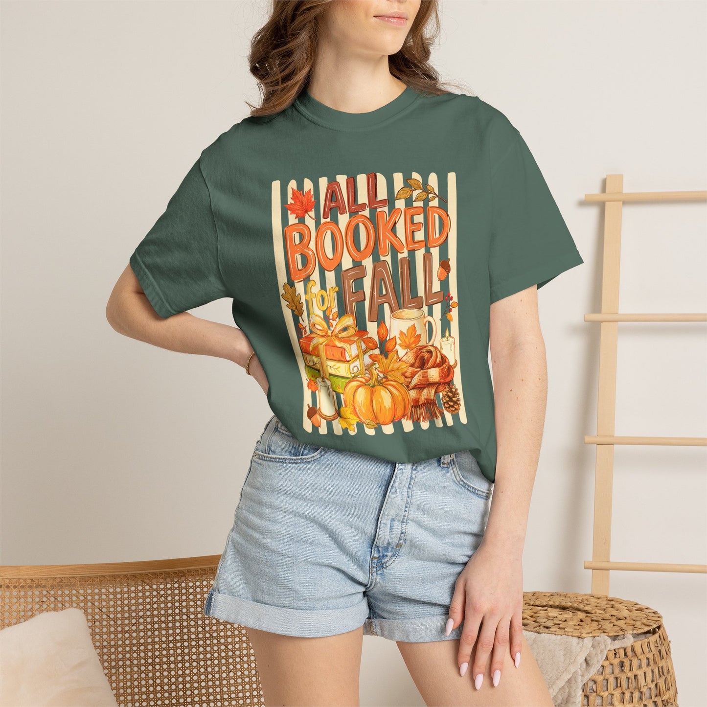 All Booked for Fall T-Shirt — Cozy Autumn Reading Tee