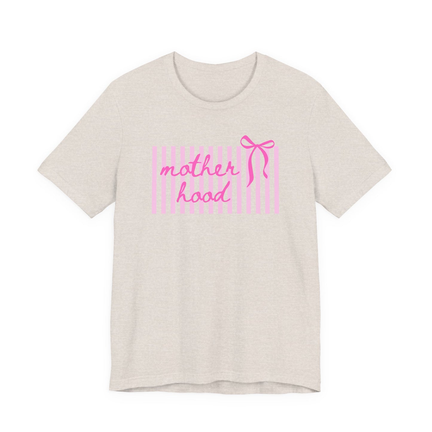 Motherhood Tee - Pink Stripes & Bow Mom Shirt