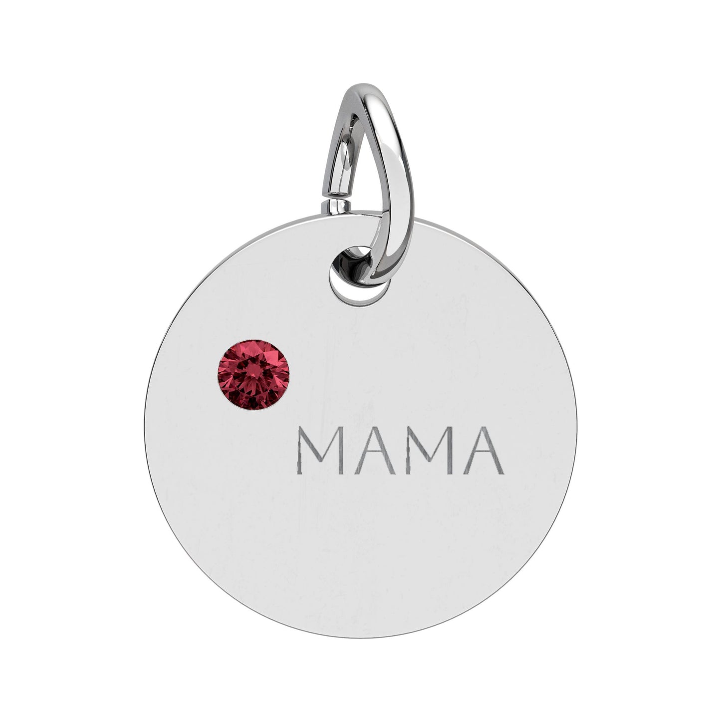 Engraved Birthstone Circle Charm 'MAMA' - Pendant Only