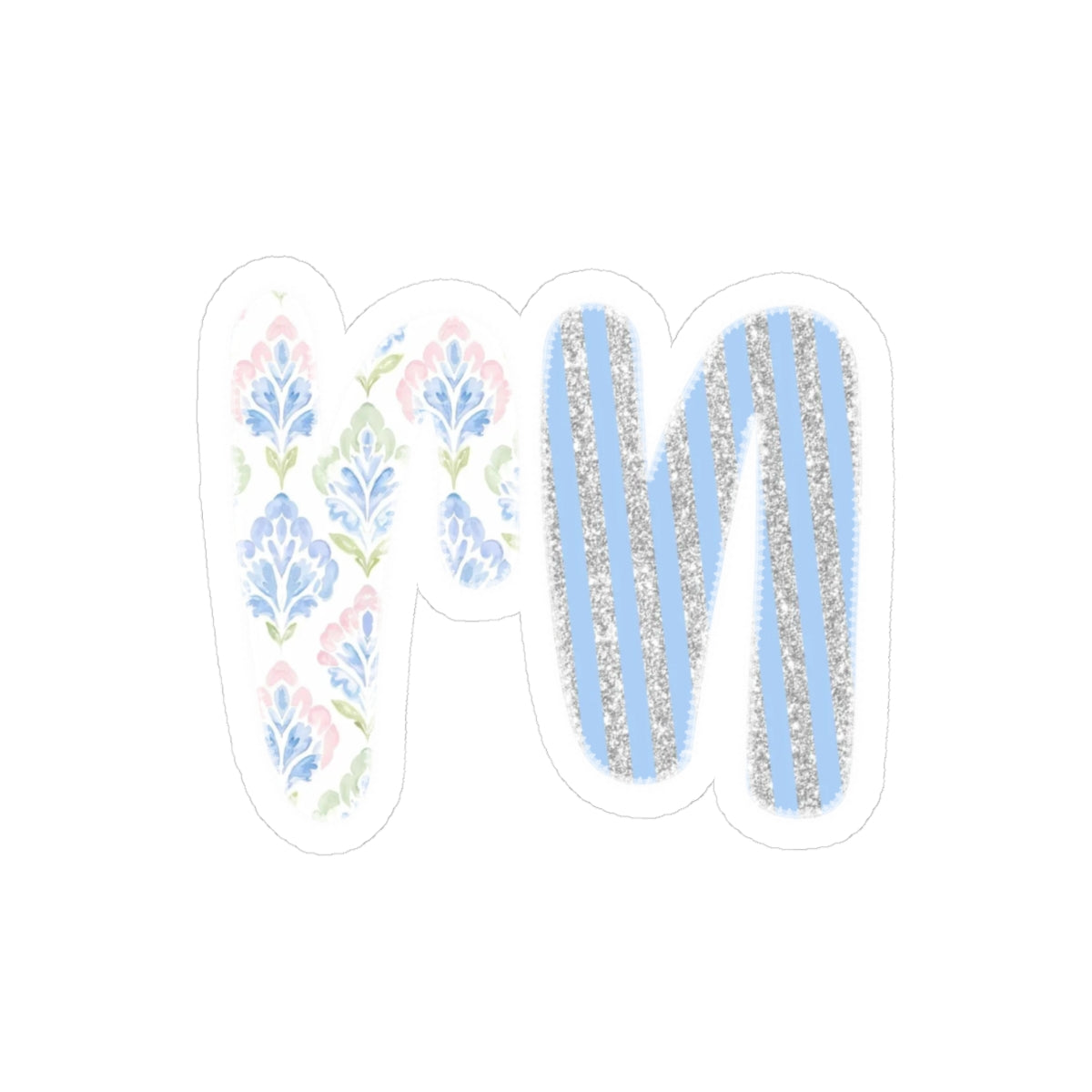 Monogram 'RN' Floral & Glitter Kiss-Cut Sticker