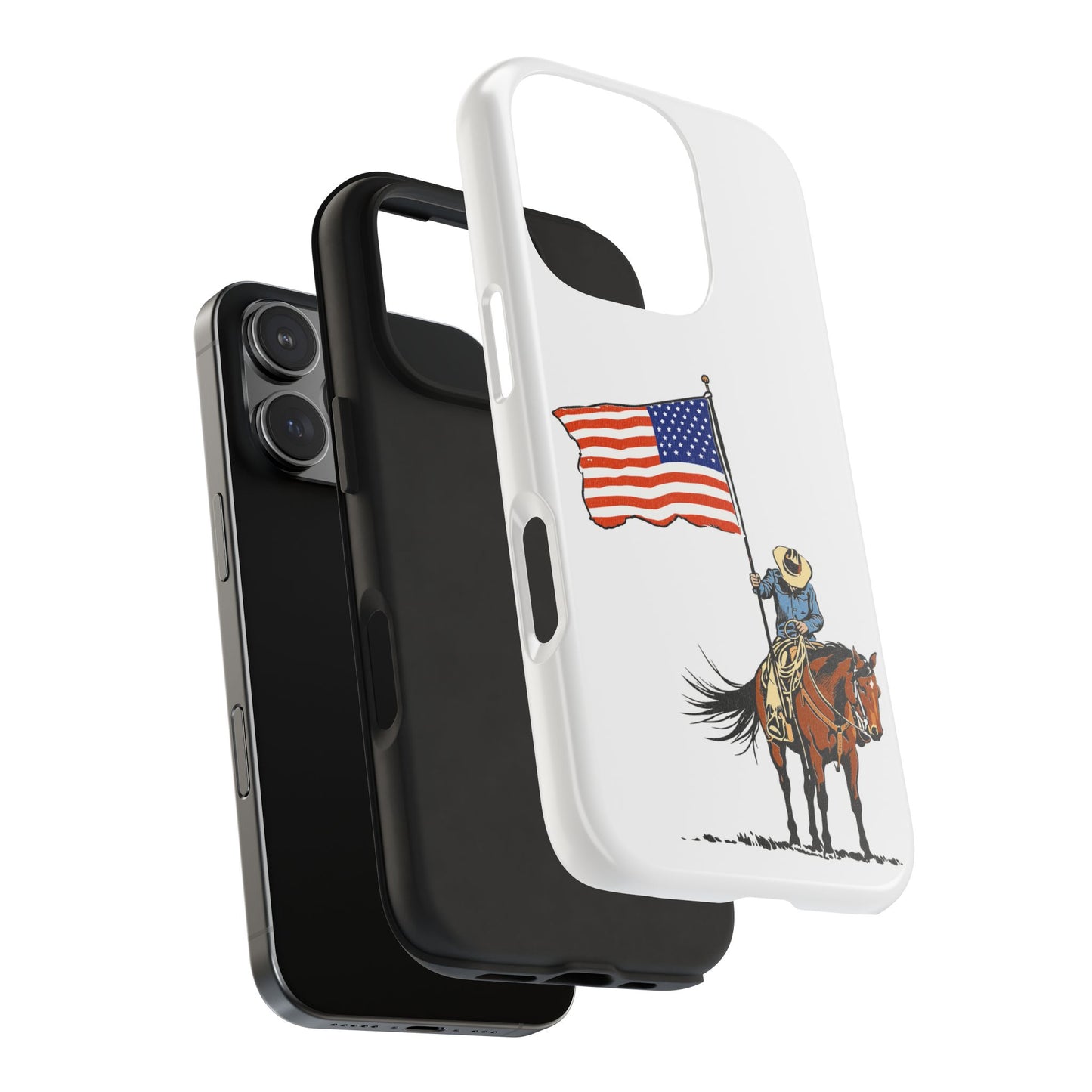 Rugged Western Phone Case — Cowboy Holding American Flag