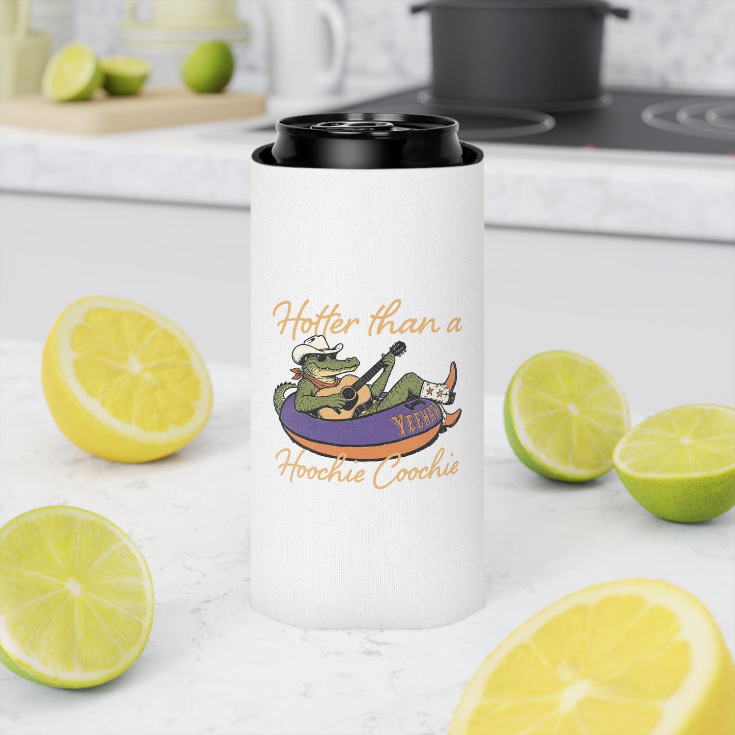 Can Cooler - "Hotter Than a Hoochie Coochie" Alligator Float Novelty Koozie