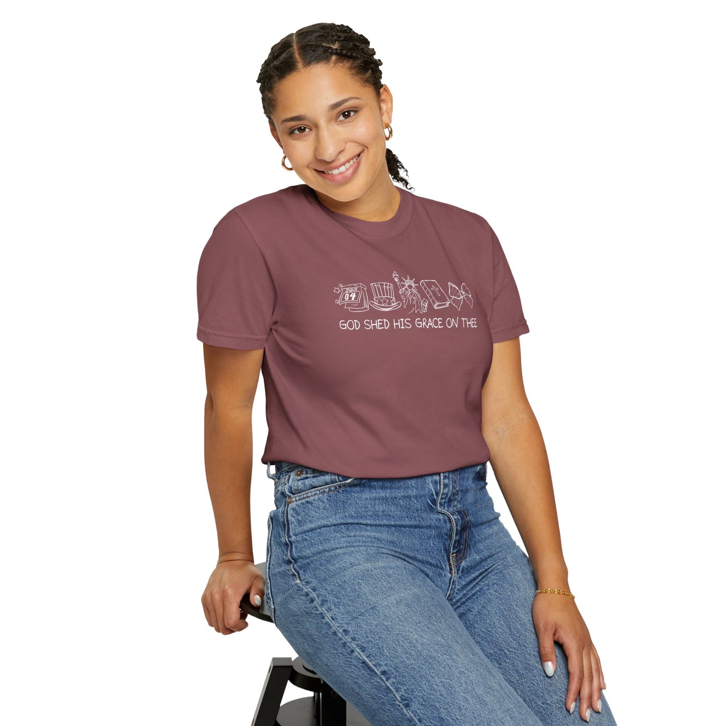 Graphic T-Shirt — 'God Shed His Grace On Thee' Minimal Line Art