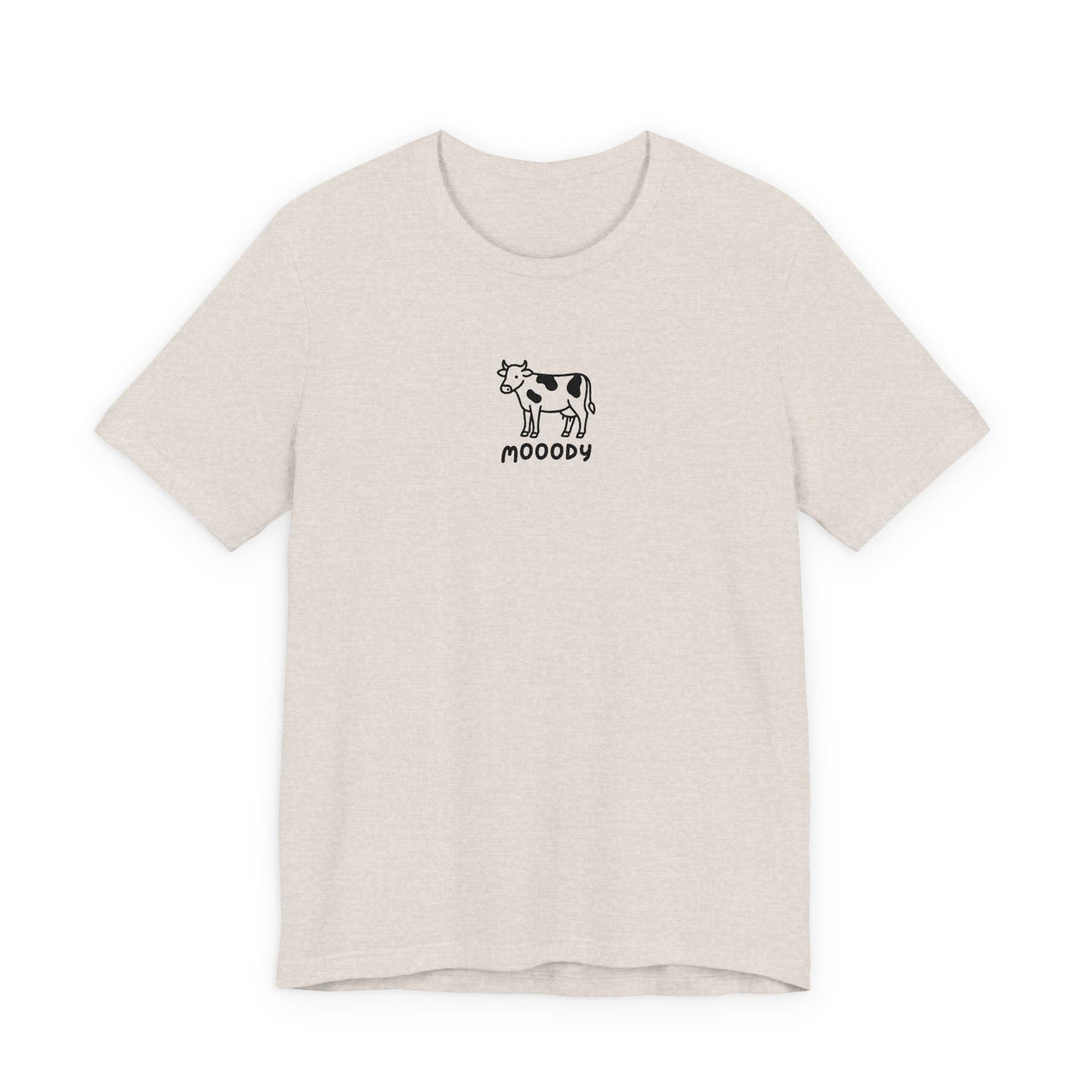 Cowpens Cow Tee – 'Mooody' Minimalist Embroidered Graphic T-Shirt
