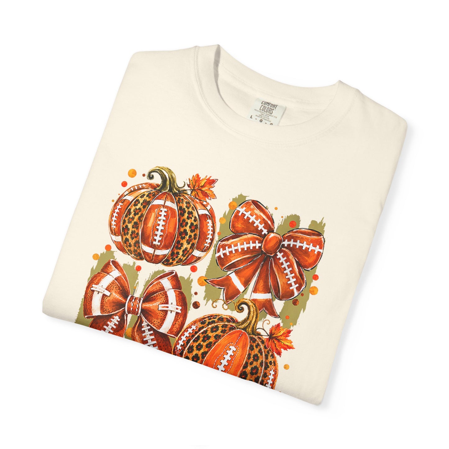 Pumpkin Patch Fall Football T-Shirt — Rustic Orange Autumn Pumpkins Tee